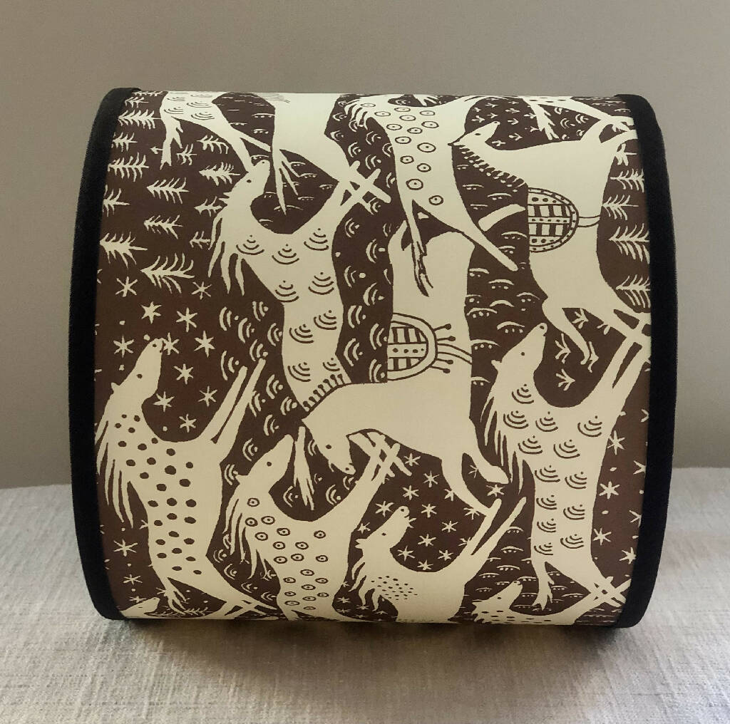 'Horses Horses Horses' Drum Lampshade in Brown - Image 3
