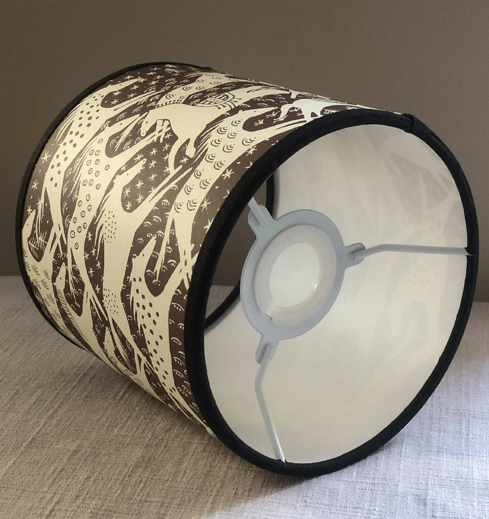 'Horses Horses Horses' Drum Lampshade in Brown - Image 4