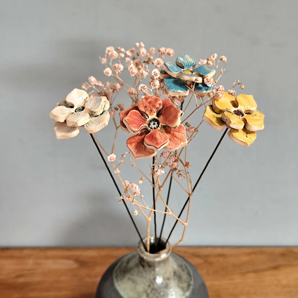 Hydrangea Ceramic Flower Stems - Handmade Bouquet