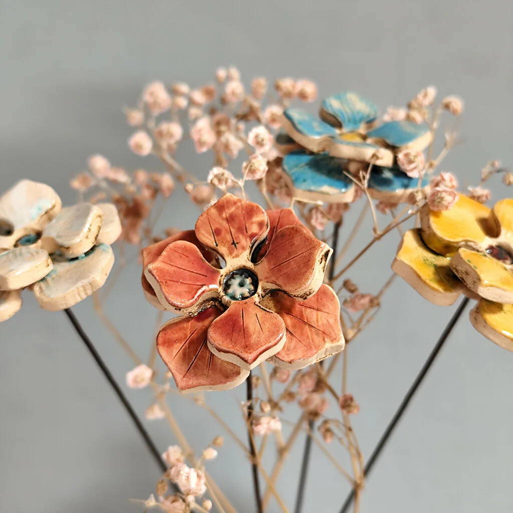 Hydrangea Ceramic Flower Stems - Handmade Bouquet - Image 2