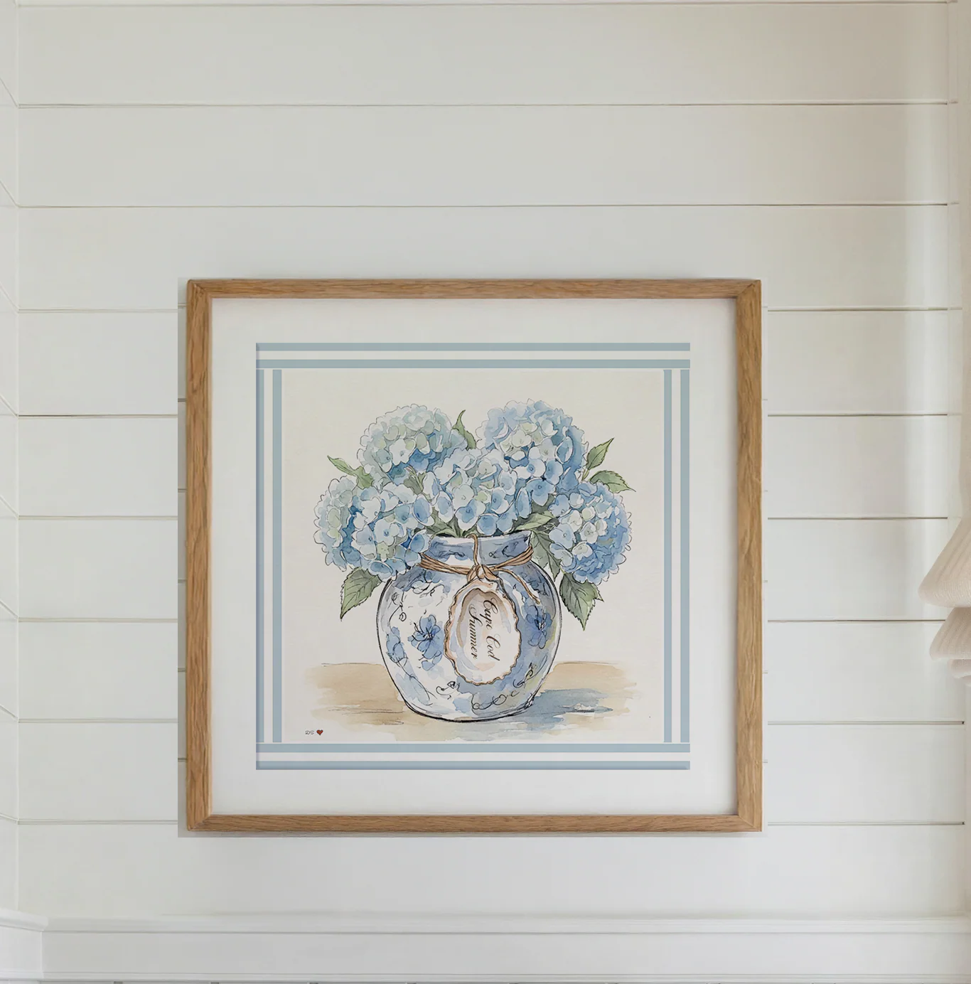 Hydrangea Ginger Jar Art Print Cape Cod Coastal Decor Mini Brass Frame New England Beach House Wall Art - Image 10