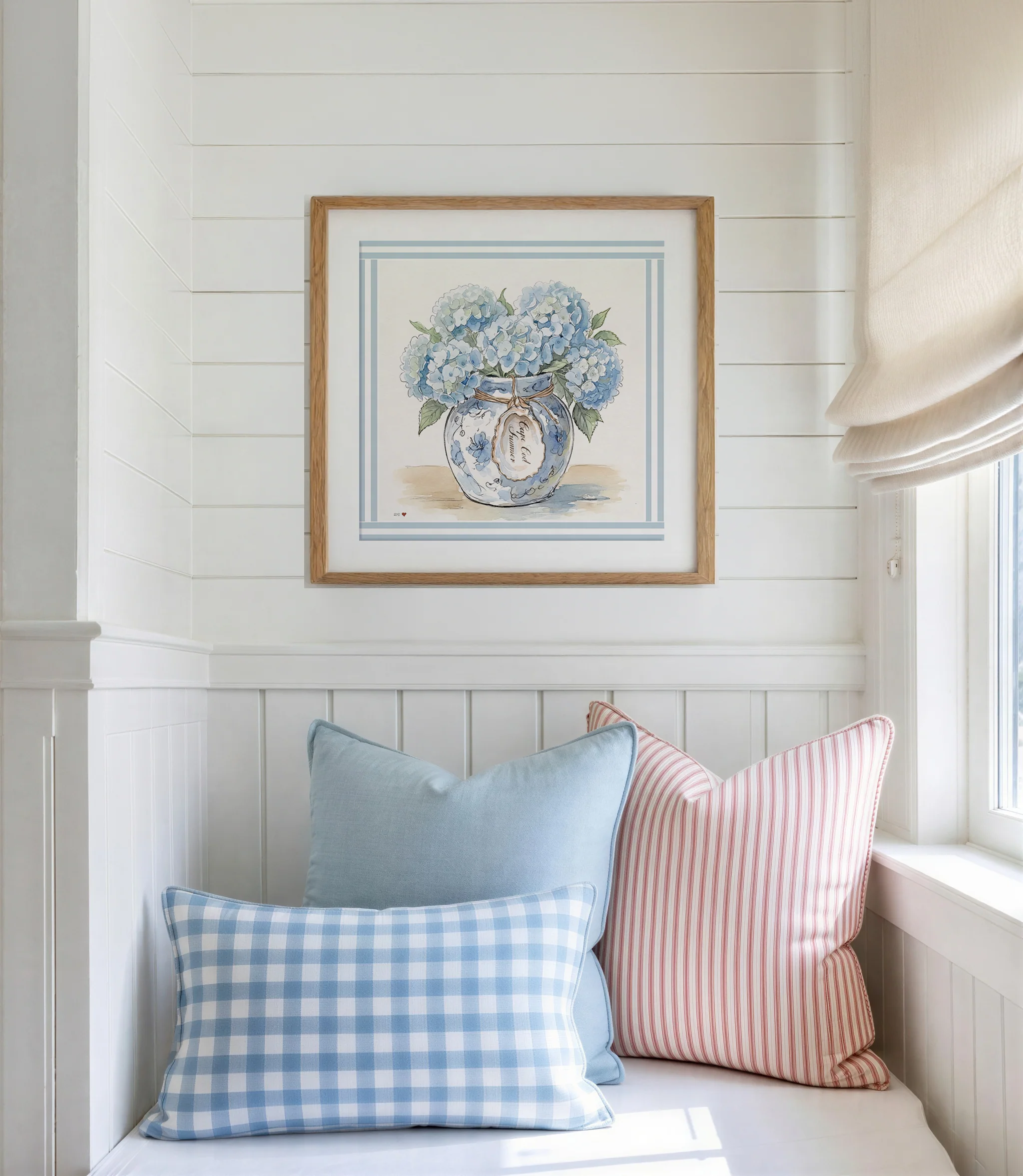 Hydrangea Ginger Jar Art Print Cape Cod Coastal Decor Mini Brass Frame New England Beach House Wall Art - Image 7