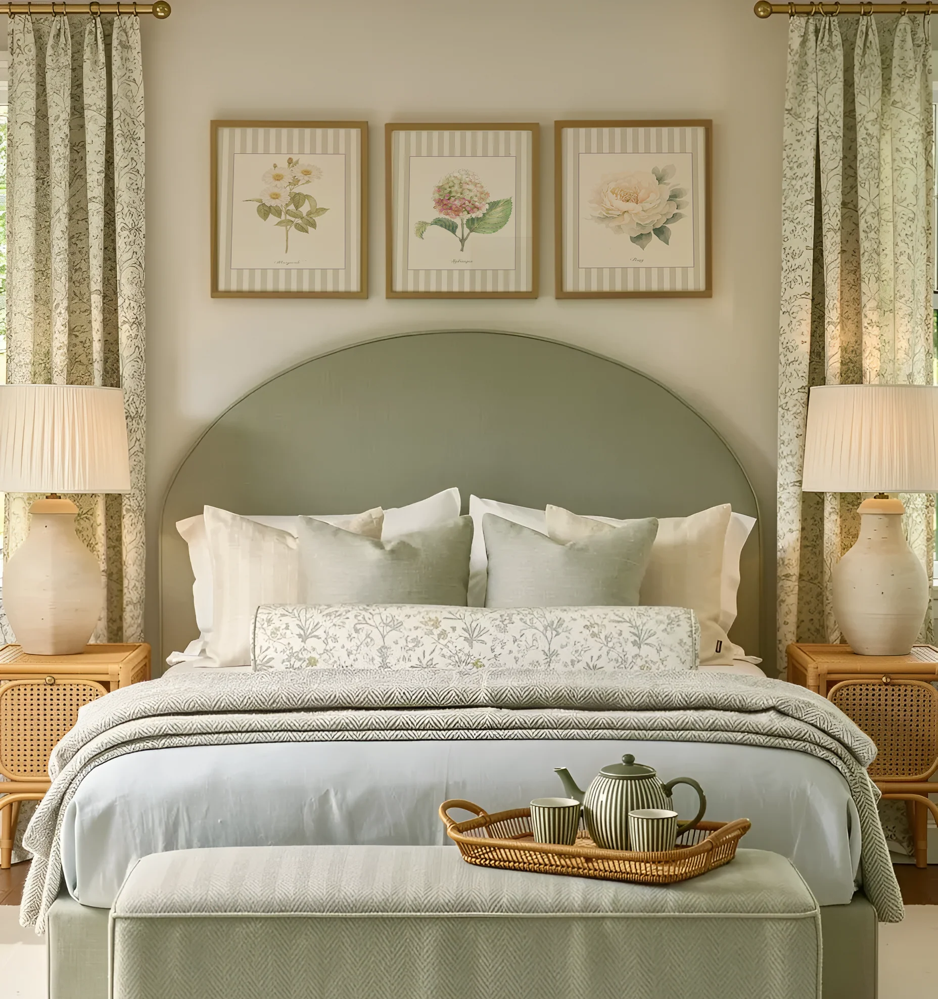 Hydrangea Watercolor Print on Striped Background - Image 8