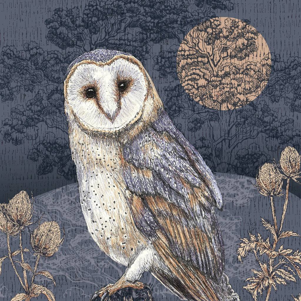 Inky Barn Owl Signed and Mounted Giclée Art Print - Image 6