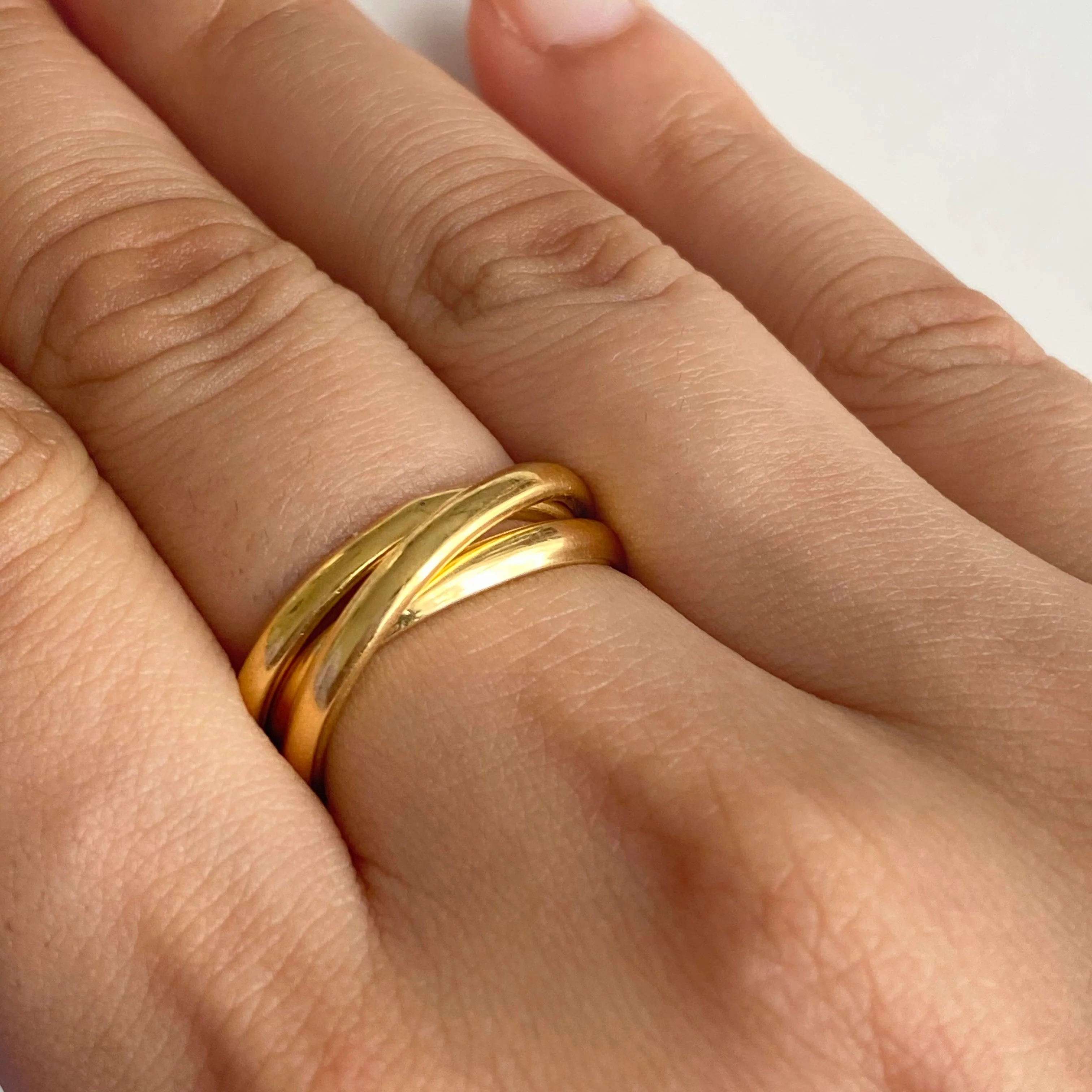 Intertwined Gold Plated Sterling Silver Ring - 3 Bands - Image 4