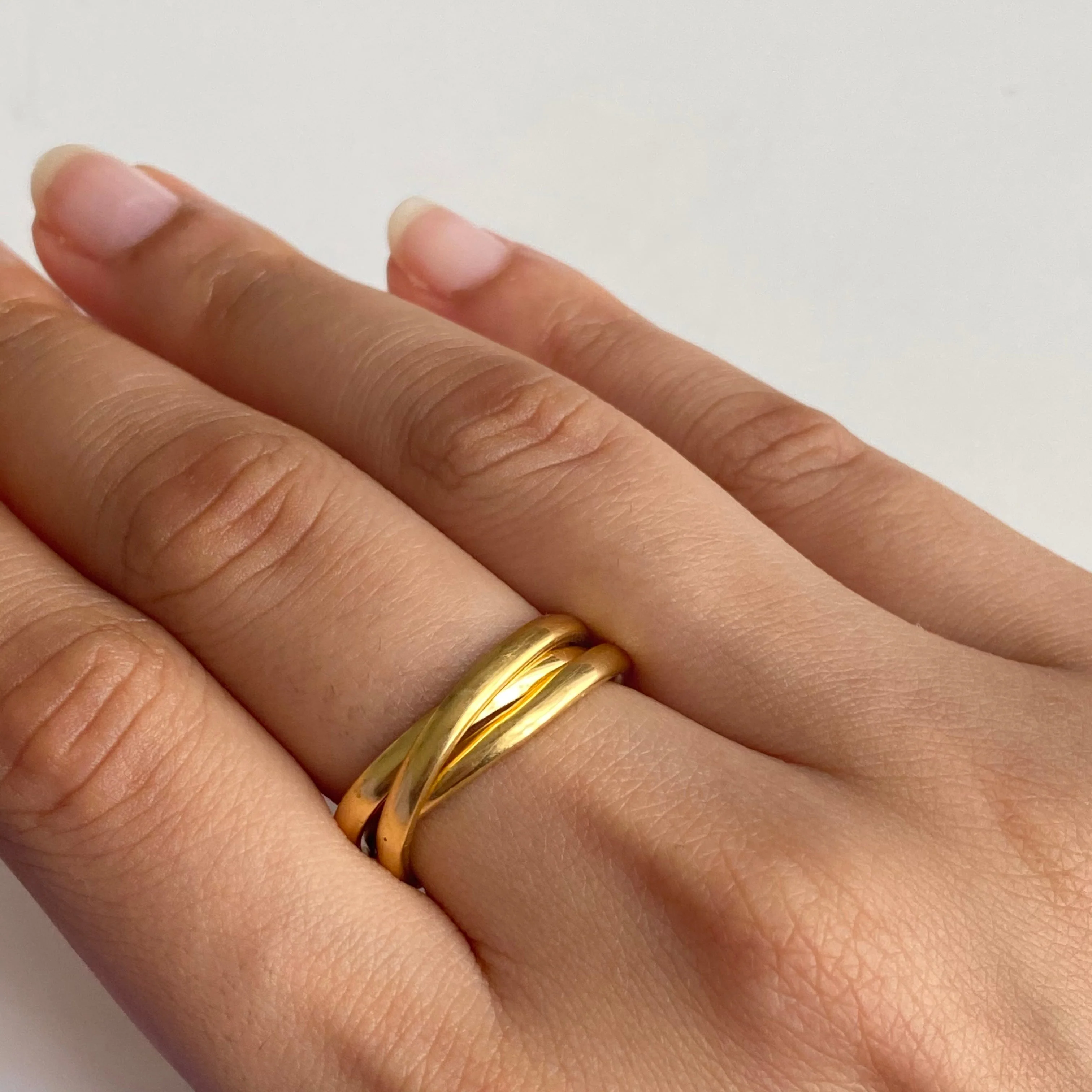 Intertwined Gold Plated Sterling Silver Ring - 3 Bands - Image 5