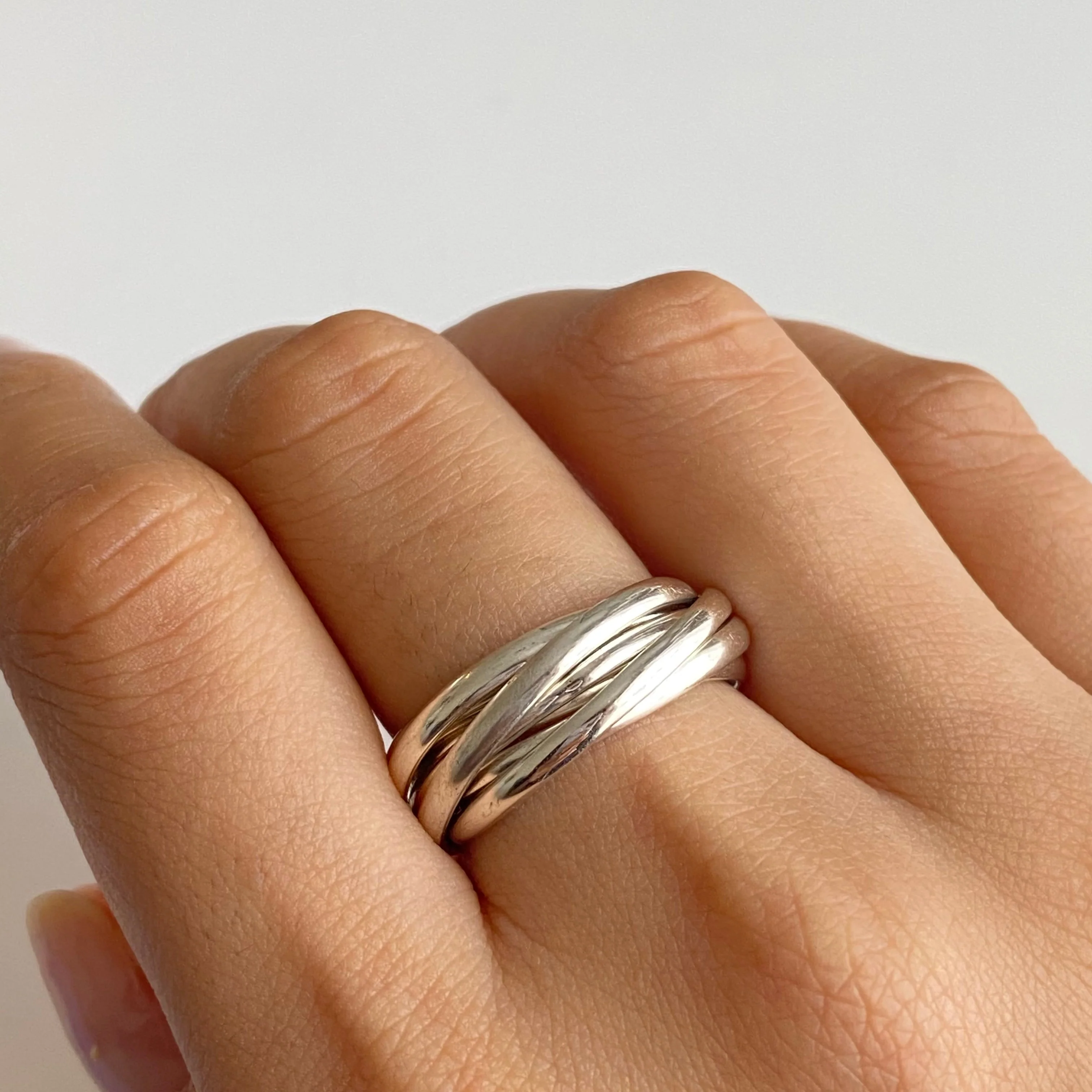 Intertwined Sterling Silver 7 Band Russian Wedding Ring