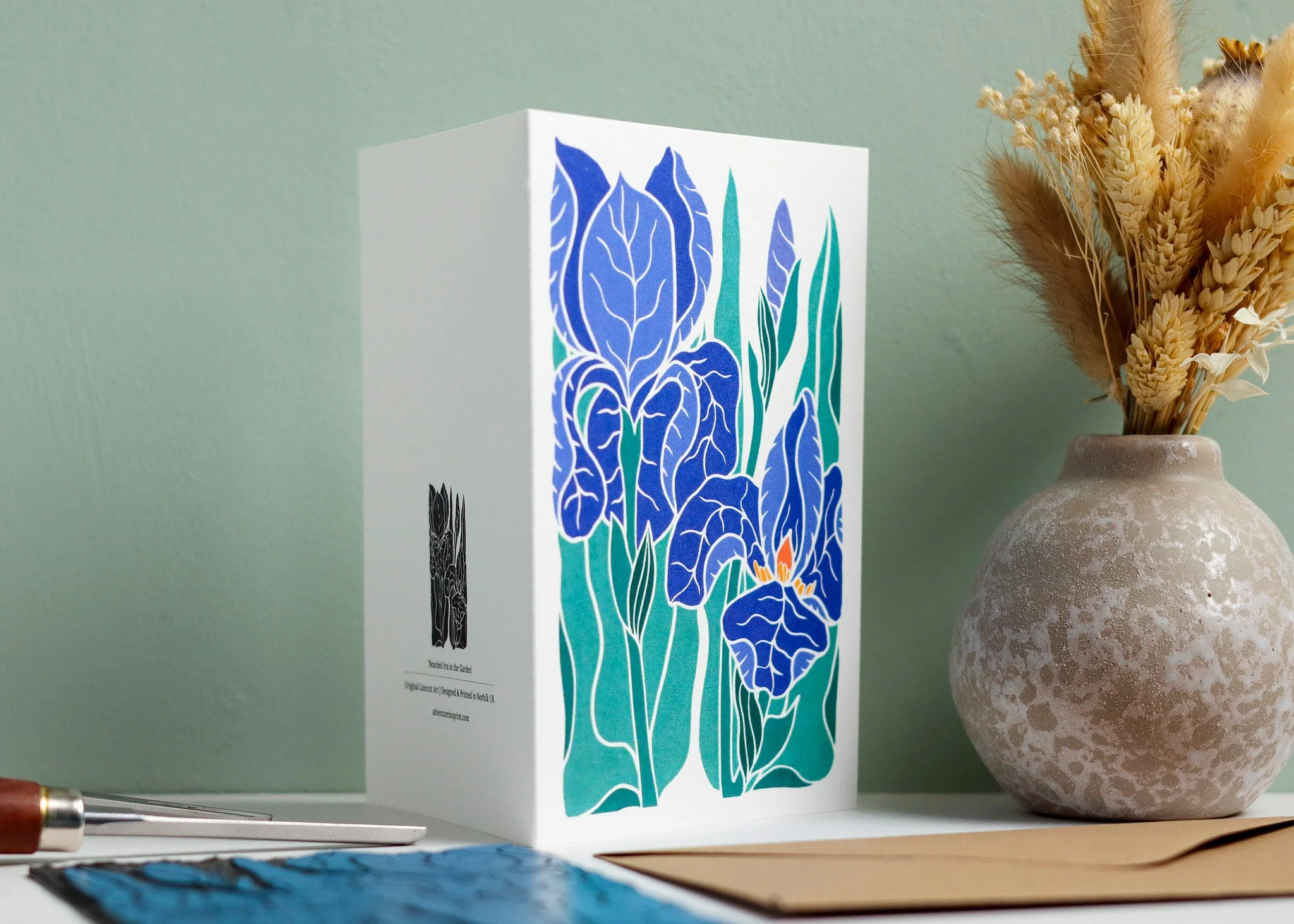 Iris in the Garden Luxury Cotton Card | Single Card & Envelope - Image 2