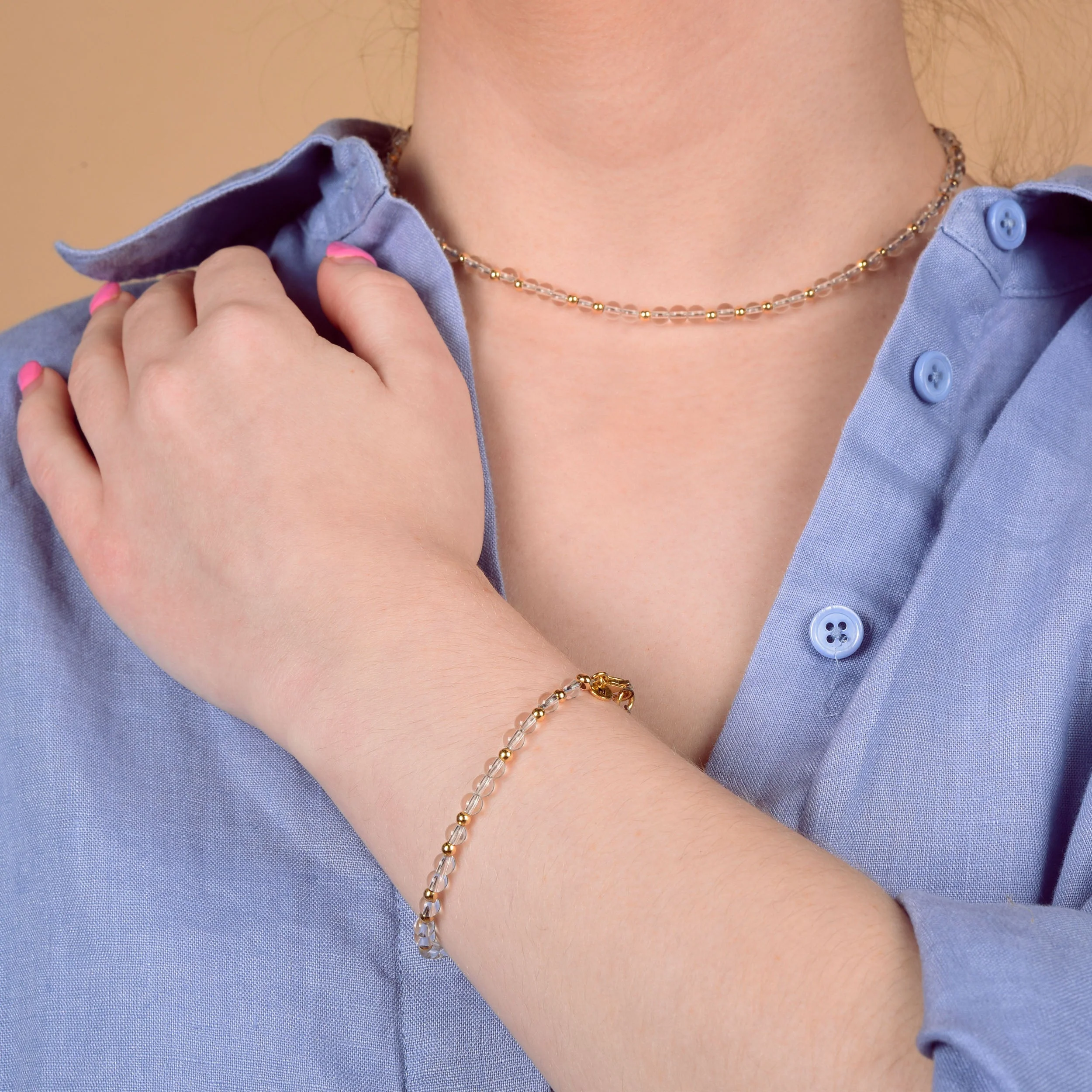 Jewel Bead Birthstone Necklace - April - Image 2