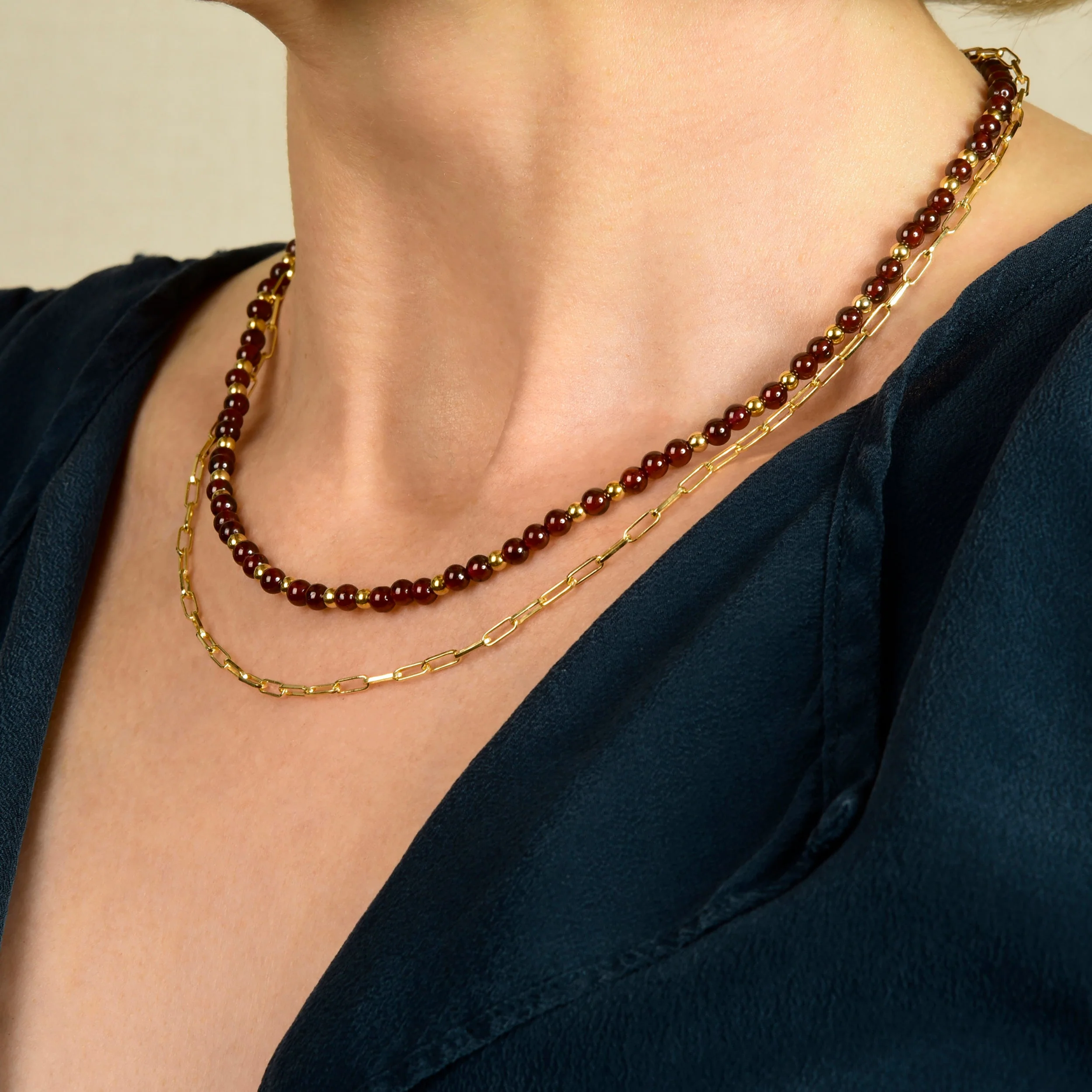 Jewel Bead Birthstone Necklace - January - Image 2