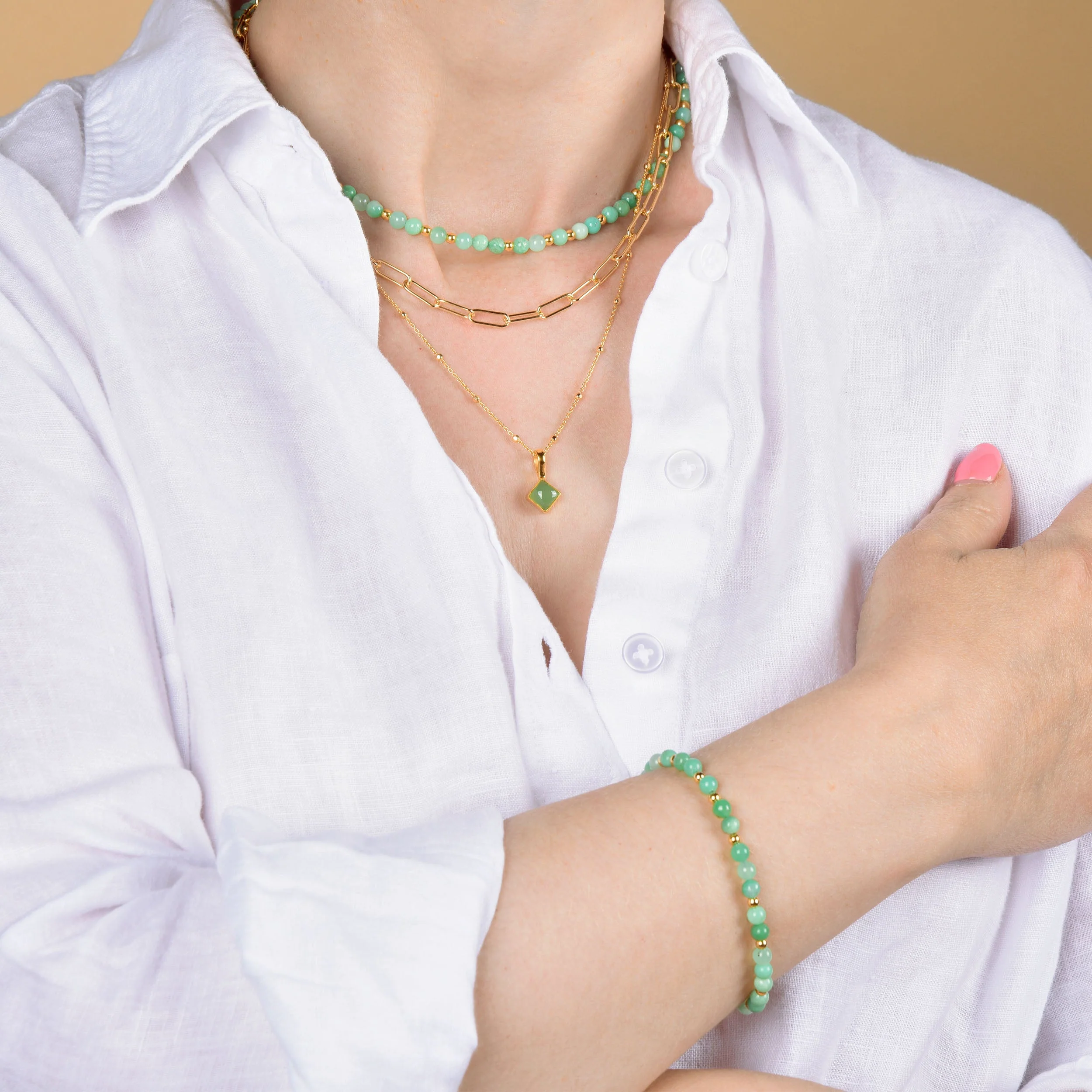 Jewel Bead Birthstone Necklace - May - Image 2