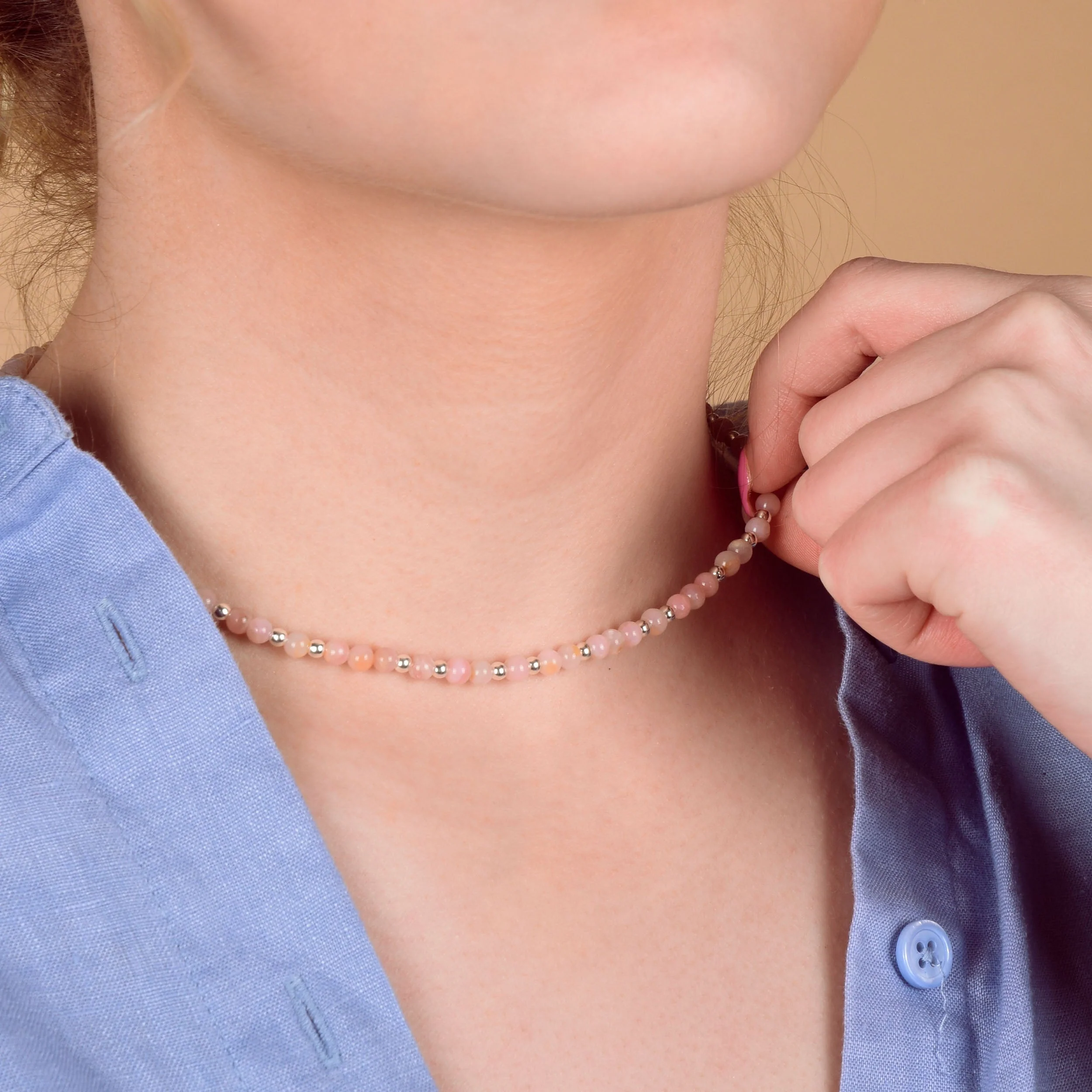 Jewel Bead Birthstone Necklace - October - Image 3