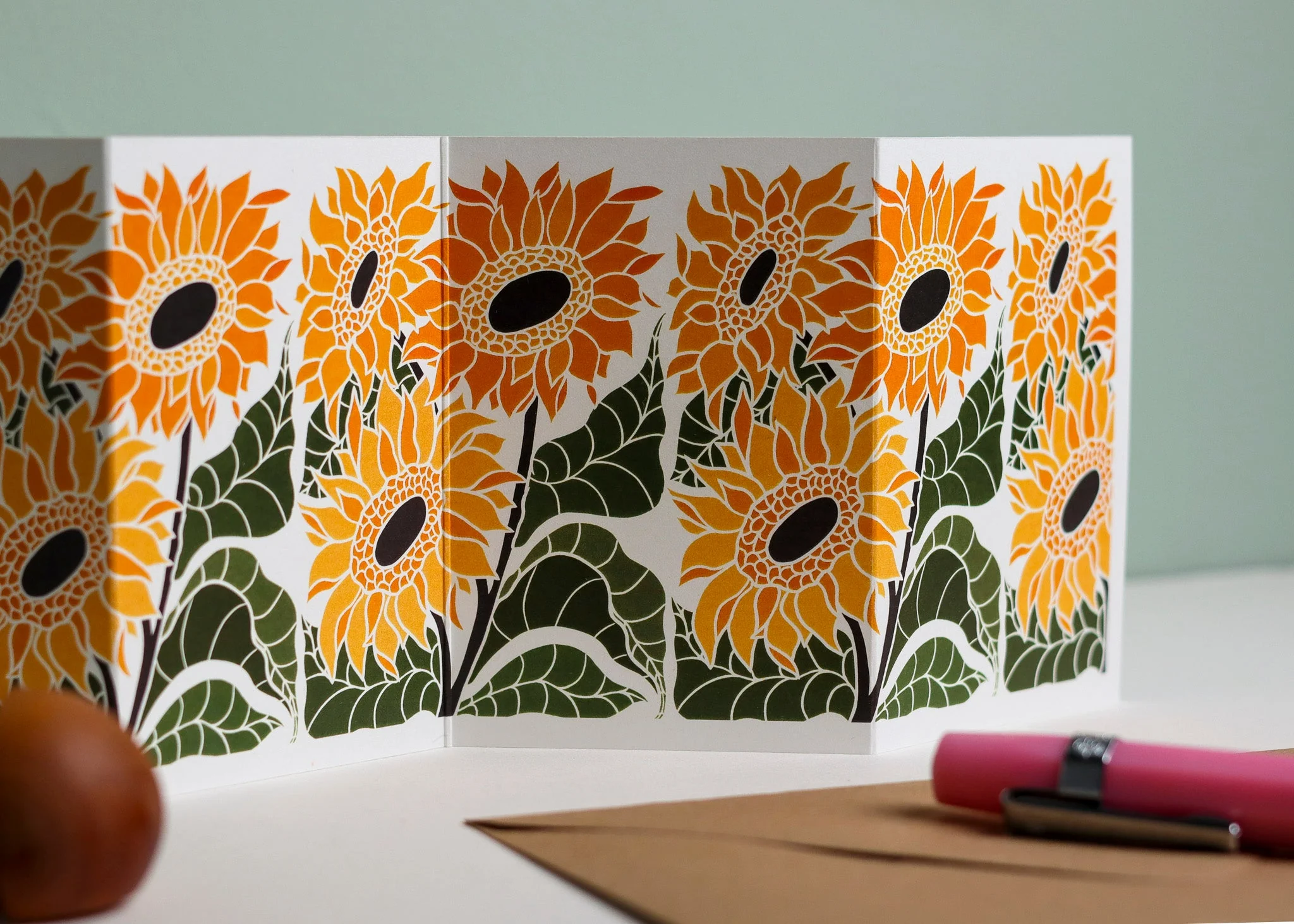 Joy Bloom Sunflower Garland Card | Single Card & Envelope - Image 3