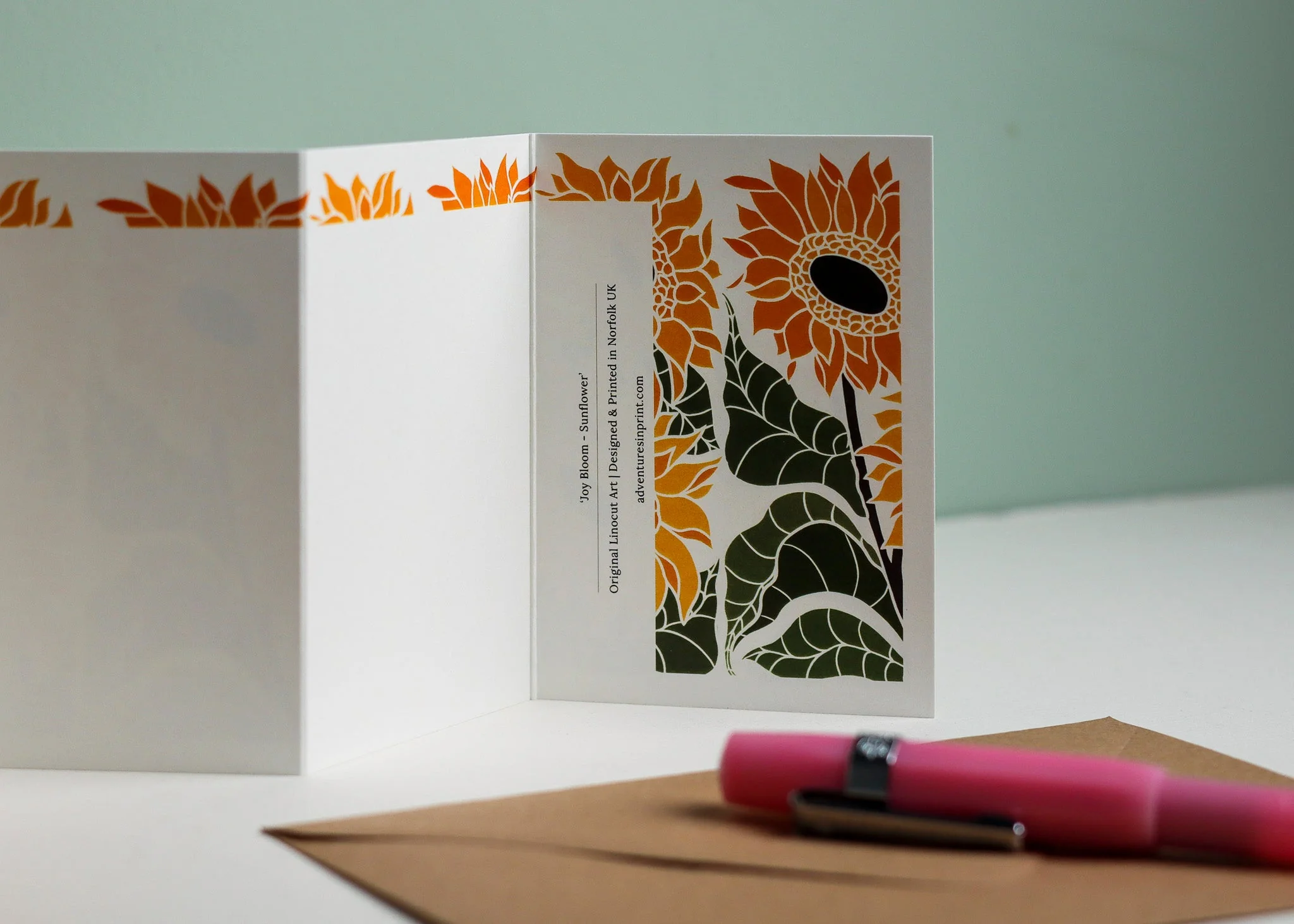 Joy Bloom Sunflower Garland Card | Single Card & Envelope - Image 4