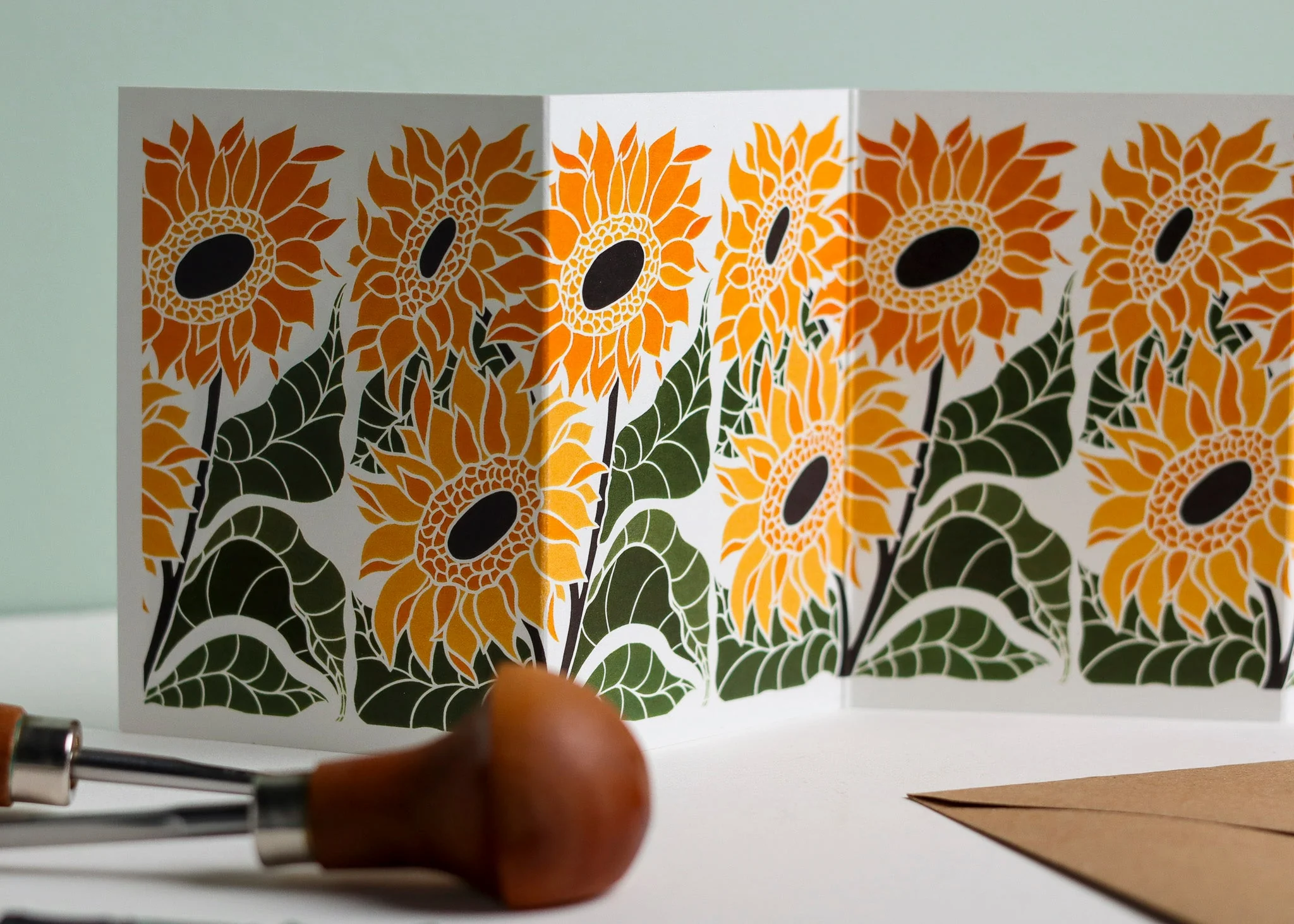 Joy Bloom Sunflower Garland Card | Single Card & Envelope - Image 6
