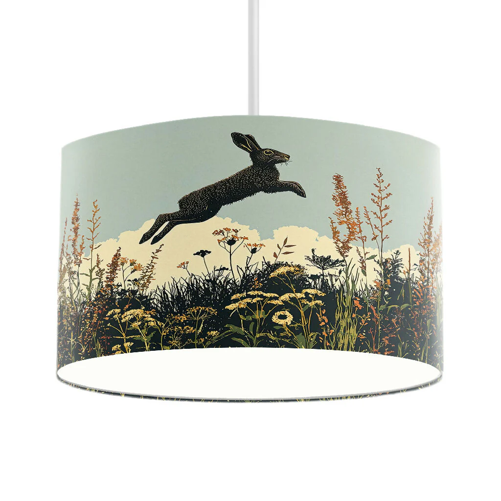 'Jumping for Joy' Hare Illustrative Lampshade - Image 4