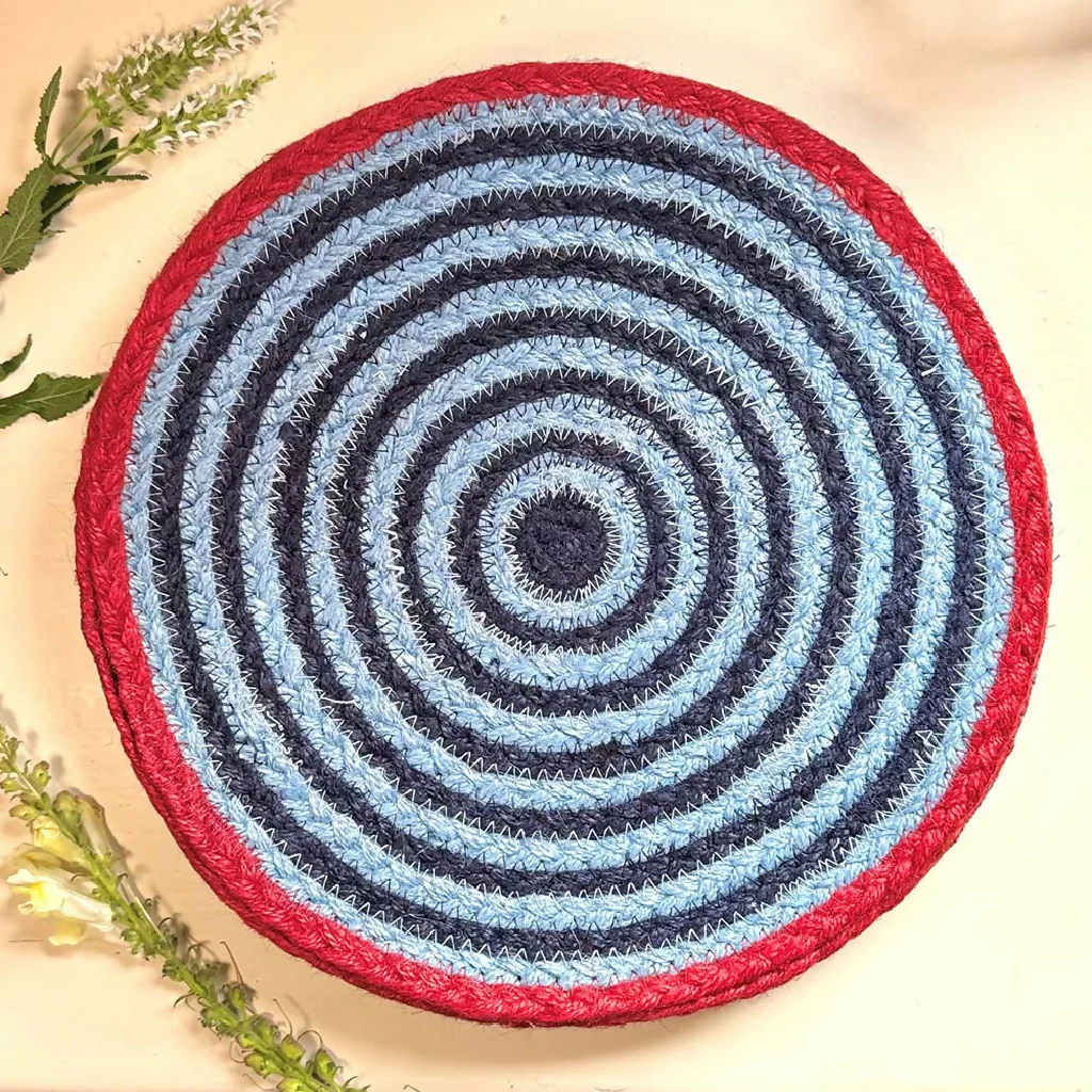 JUTE PLACEMATS - STRIPY BLUE & RED (SET OF 6) - Image 3