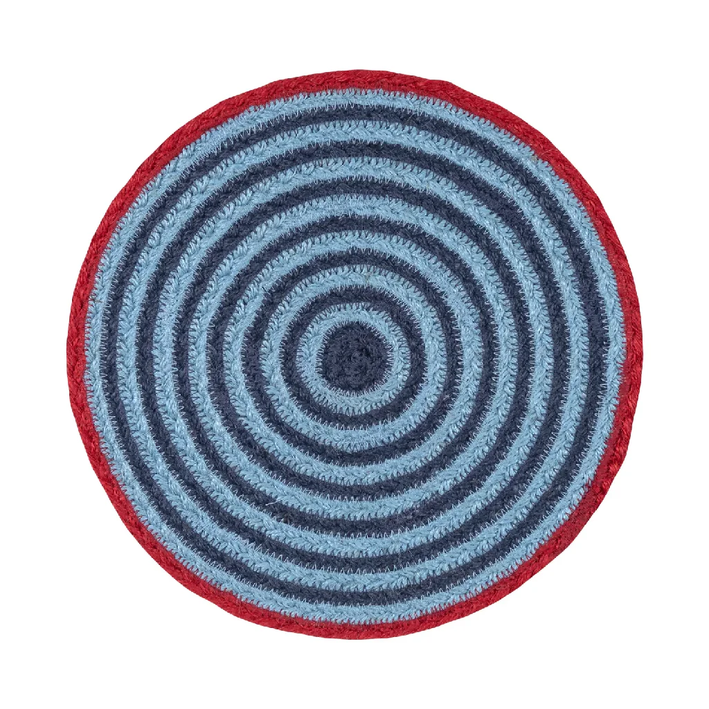 JUTE PLACEMATS - STRIPY BLUE & RED (SET OF 6) - Image 4