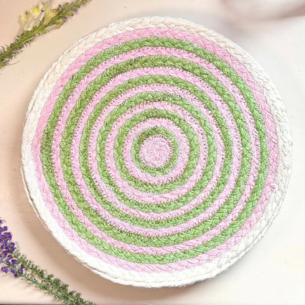 JUTE PLACEMATS - STRIPY PINK & GREEN (SET OF 6) Regular price - Image 3