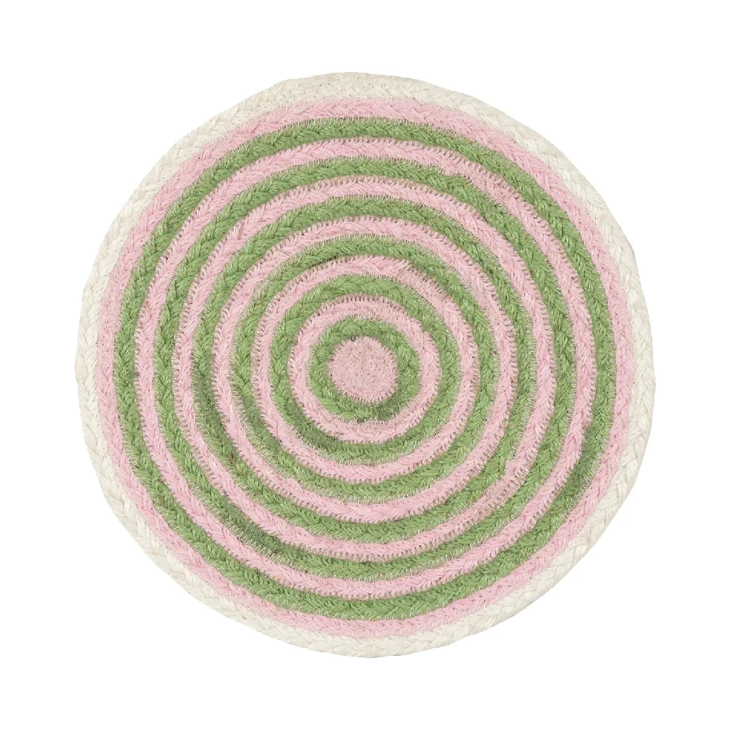 JUTE PLACEMATS - STRIPY PINK & GREEN (SET OF 6) Regular price - Image 4