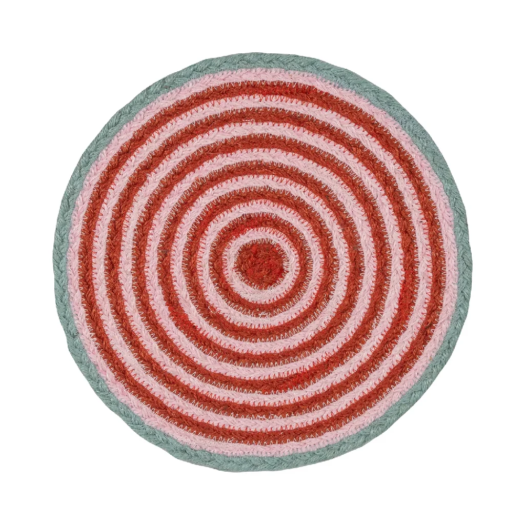 JUTE PLACEMATS - STRIPY PINK & RED (SET OF 6) - Image 4