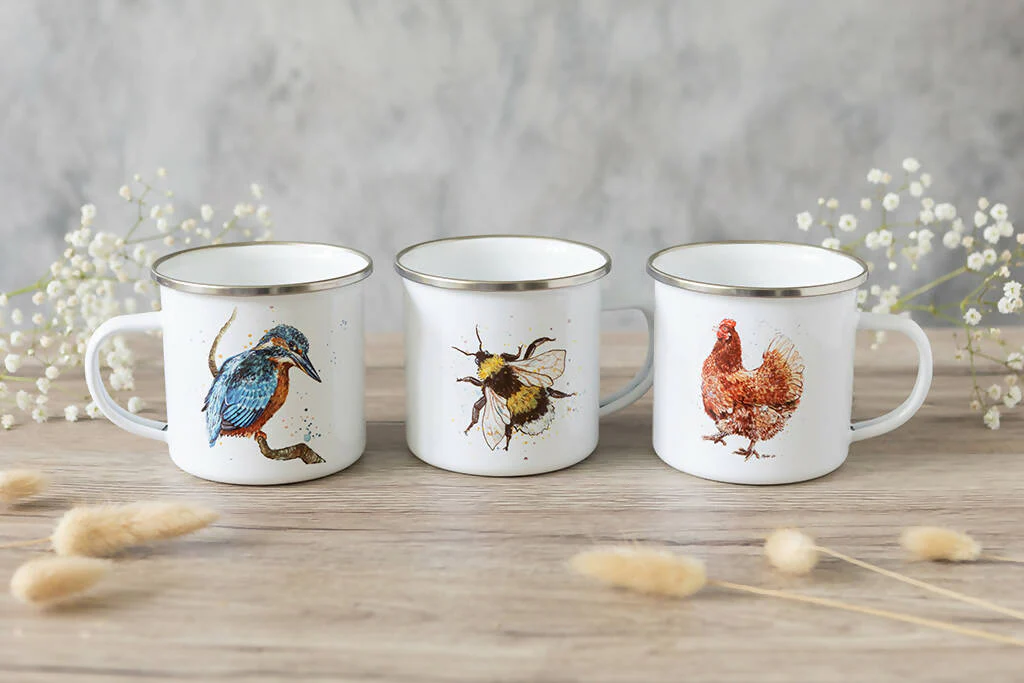 Kingfisher Enamel Mug in White - Image 3
