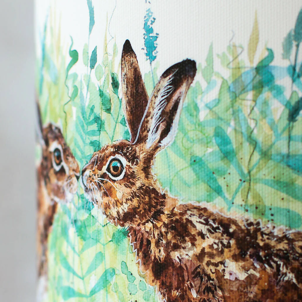 Kissing Hares Canvas Lampshade in Cream - Image 2