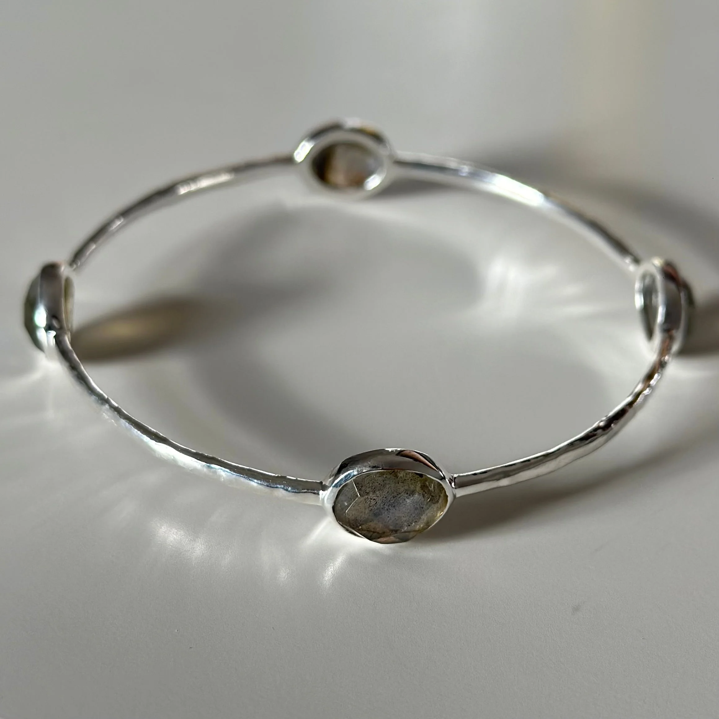 Labradorite Gemstone Bangle in Sterling Silver - Image 4
