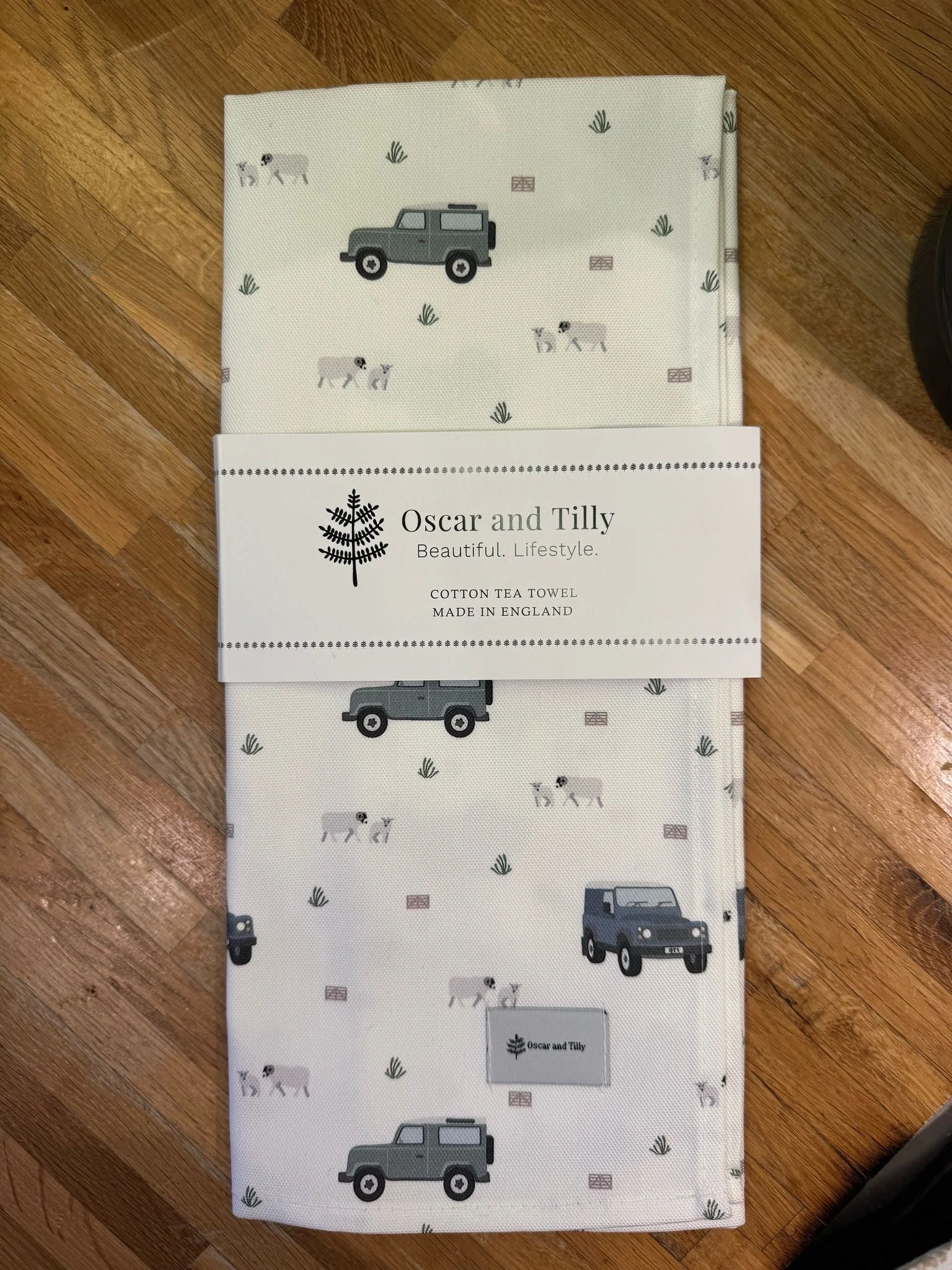 Land Rover Tea Towel in Cream or Sage - Image 2
