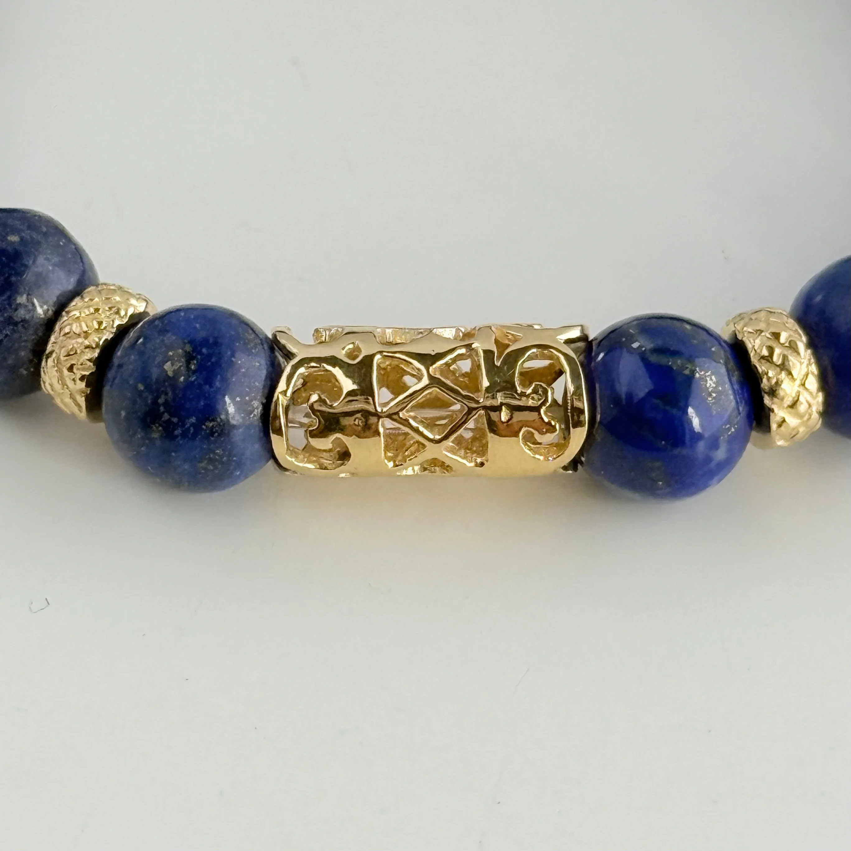 Lapis Lazuli and Gold Plated Sterling Silver Beaded Bracelet - Image 6