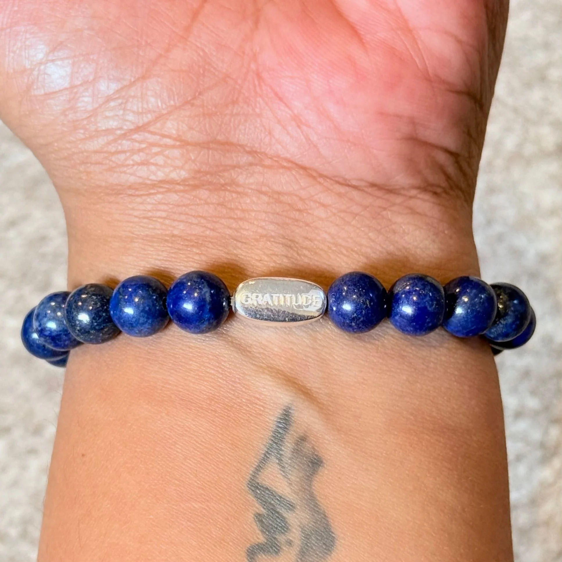 Lapis Lazuli and Sterling Silver Beaded Bracelet - Image 4