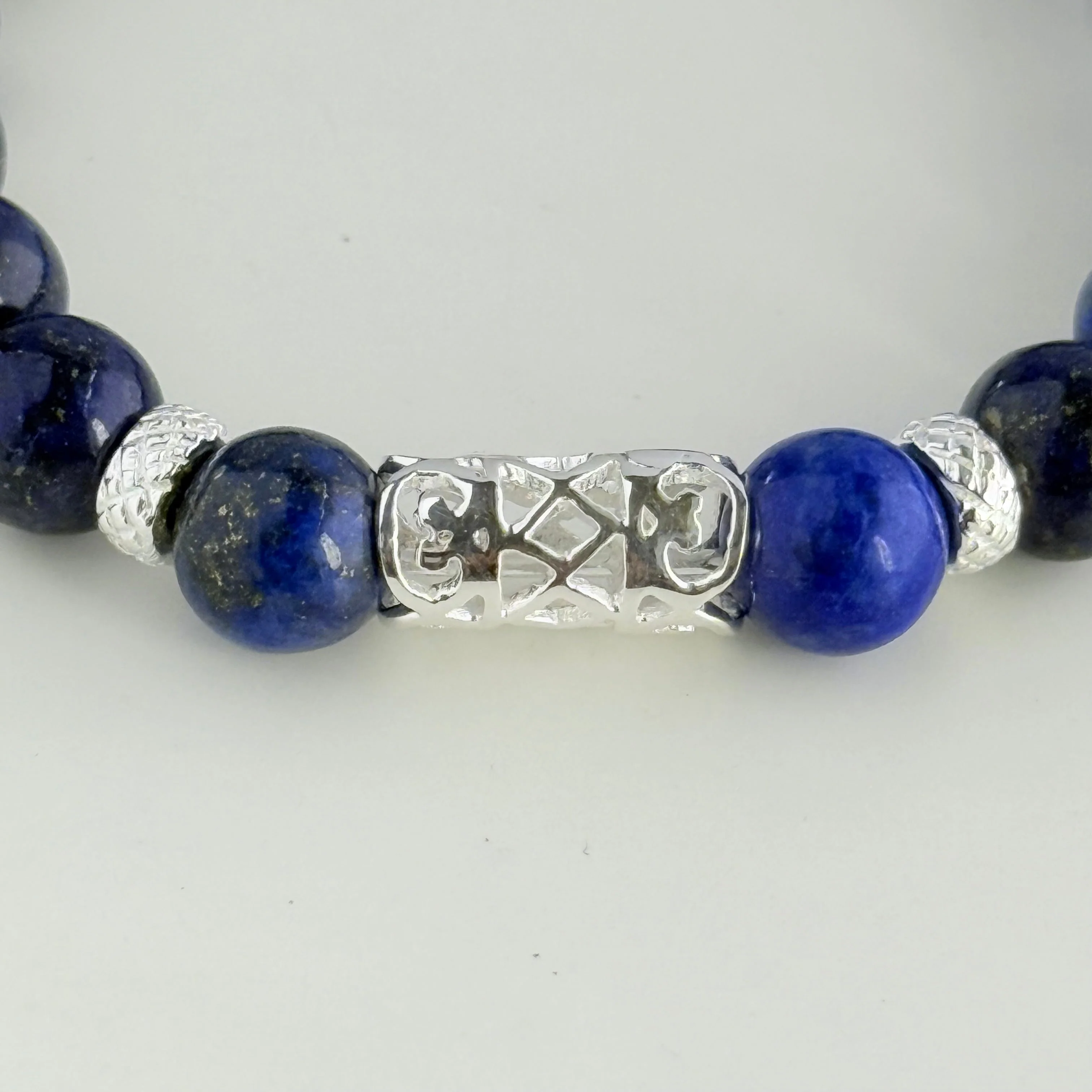 Lapis Lazuli and Sterling Silver Beaded Bracelet - Image 6