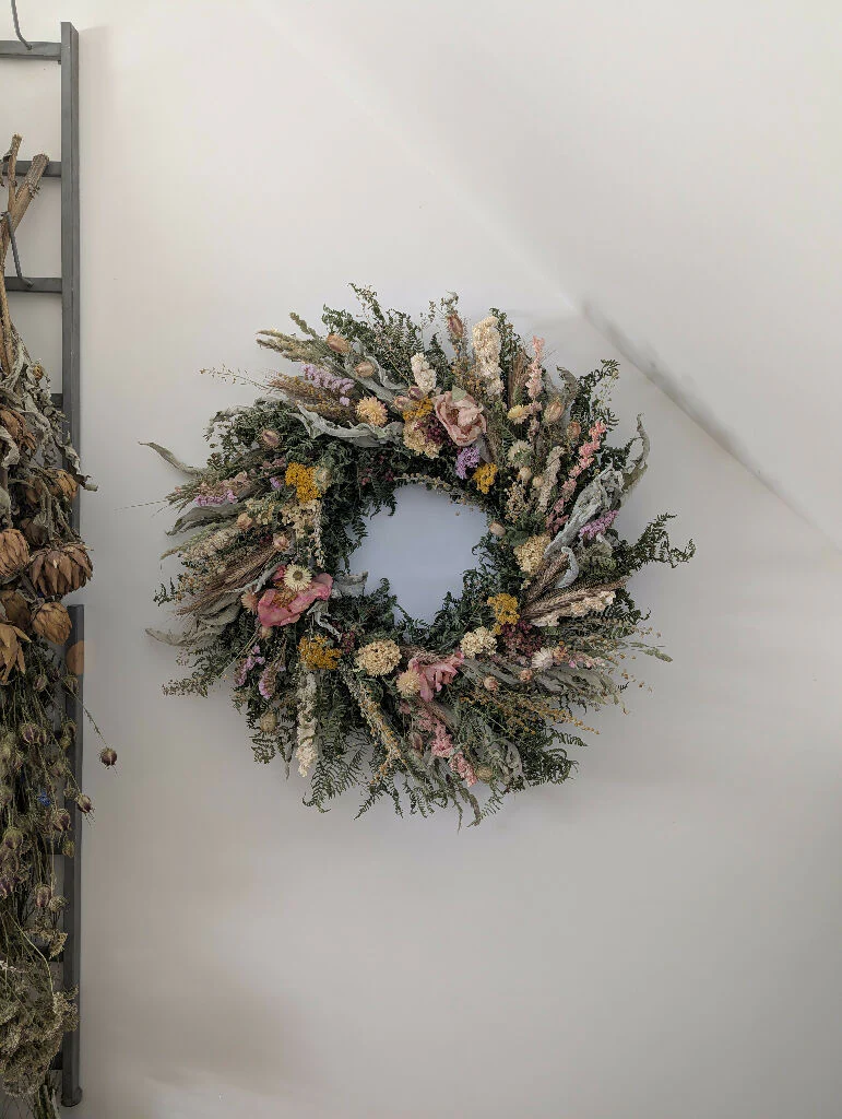 Large Handmade Dried Flower Wreath In Muted Colours , 70cm - Image 2