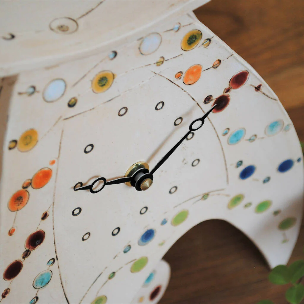 Large Mantel Clock with Pendulum and Rainbow Dots Design - Image 5