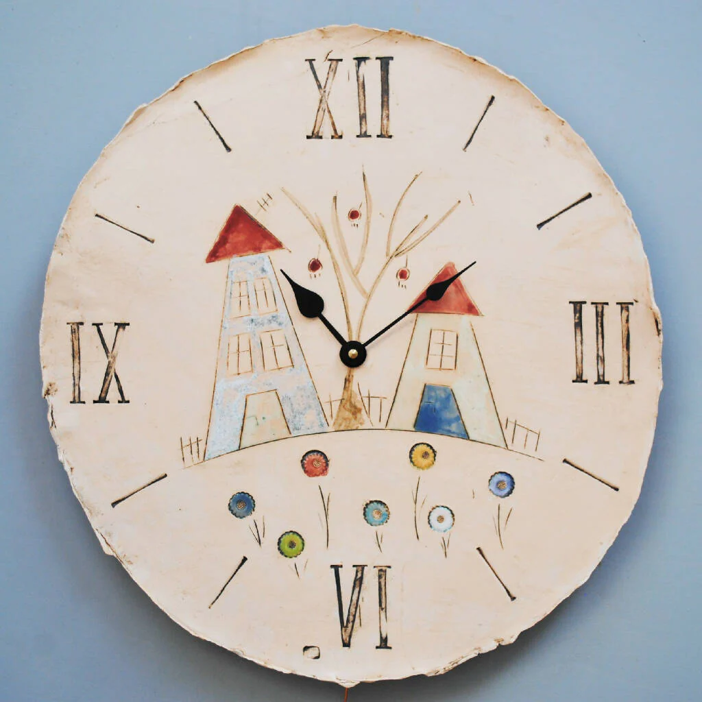 Large Round Wall Clock with Pendulum and House Design - Image 2