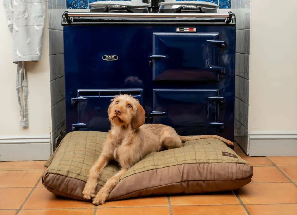 Large Tweed Dog Bed In Olive - Image 2