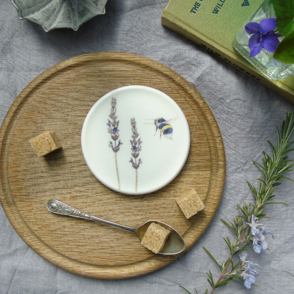 Lavender and Bee Fine Bone China Coaster - Image 2