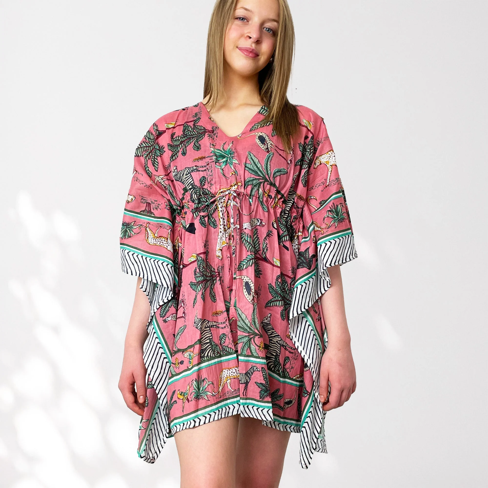 Leopard and Jungle Print 100% Cotton Beach Kaftan