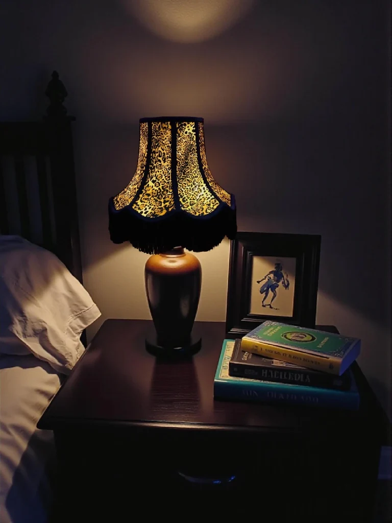 Leopard animal print lampshades with black braid and fringe - Available in 8 sizes - Image 4