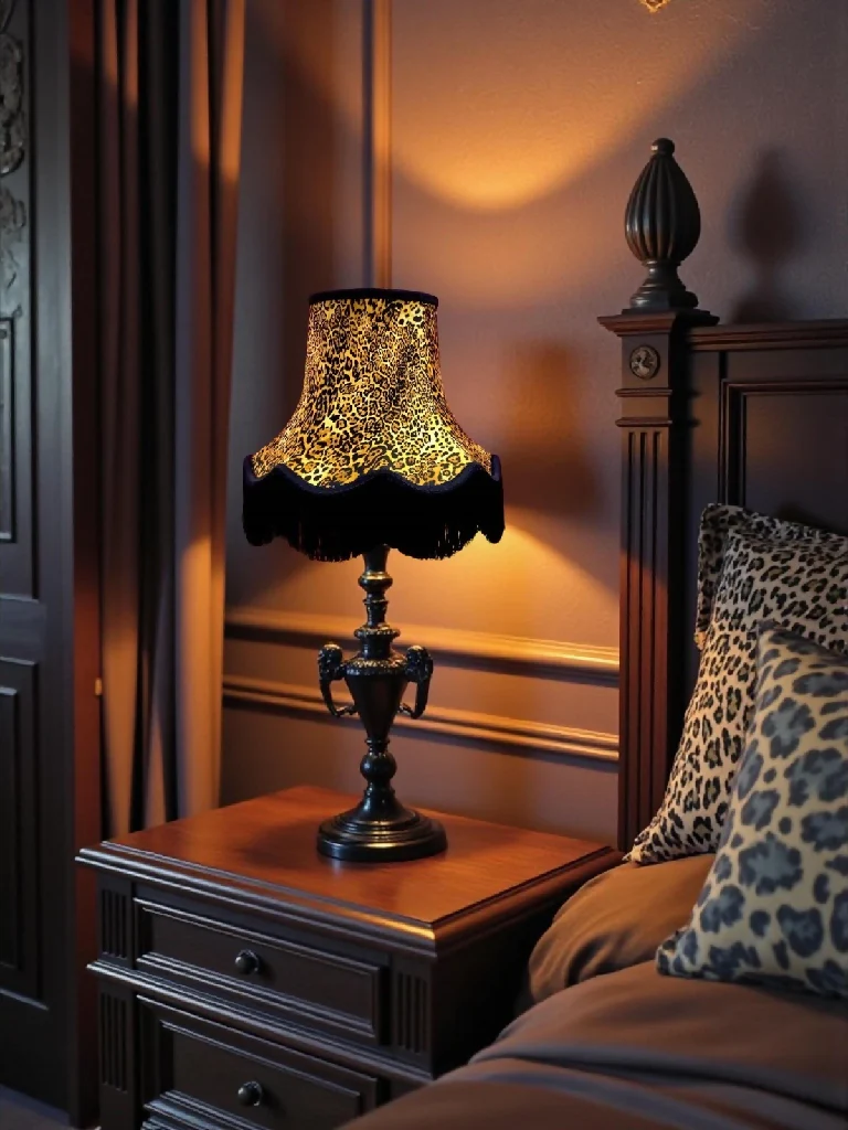 Leopard animal print lampshades with black decoration - Available in 8 sizes - Image 2