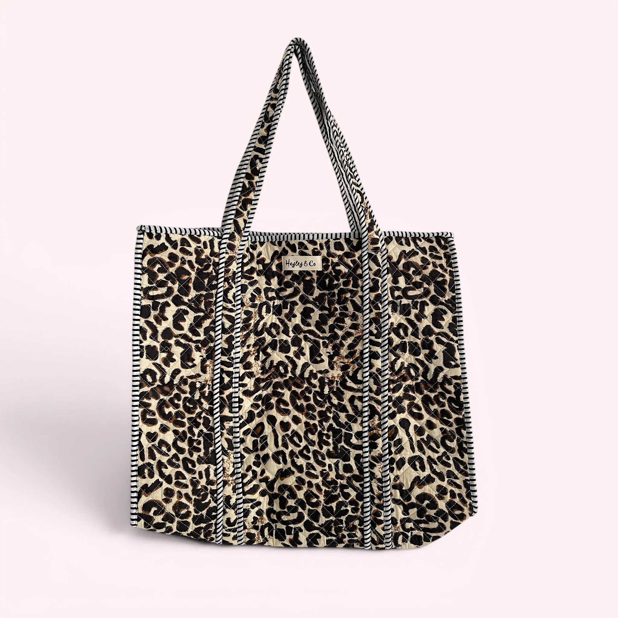 Leopard Print Quilted Cotton Tote Bag