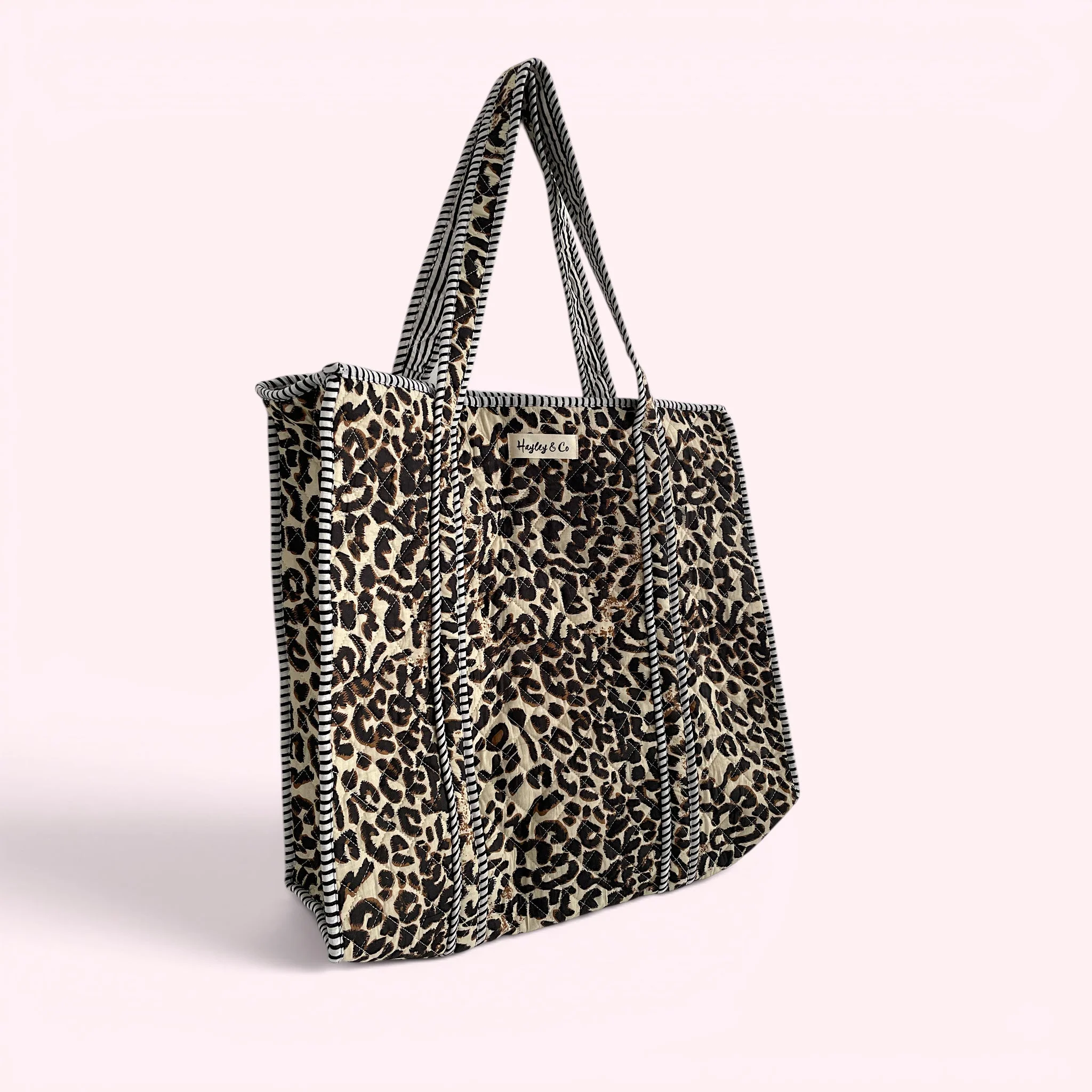 Leopard Print Quilted Cotton Tote Bag - Image 2