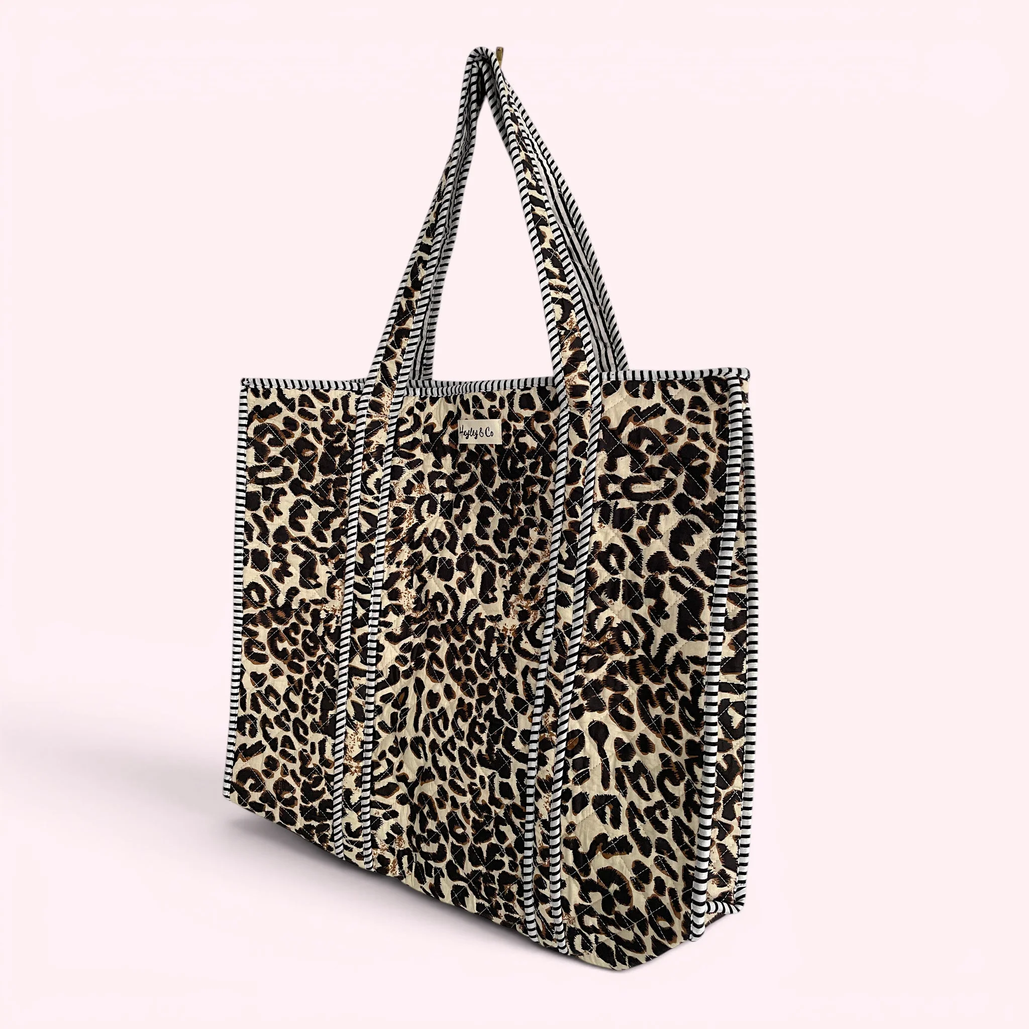 Leopard Print Quilted Cotton Tote Bag - Image 3