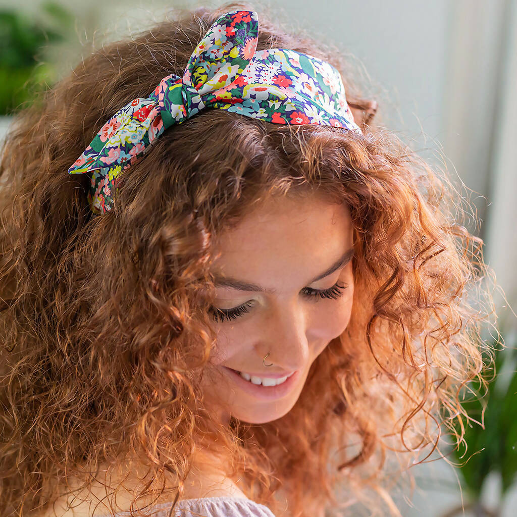 Liberty Side Bow Headband - Black F Print - Image 5