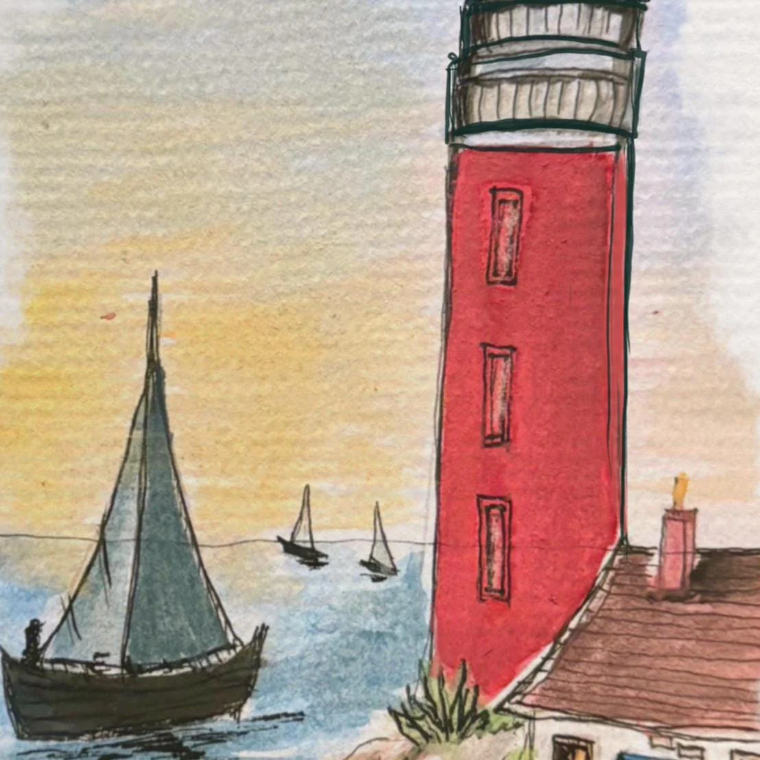Lighthouse Wall Art Coastal Print Hamptons Nantucket Artwork Seascape Watercolor - Image 5
