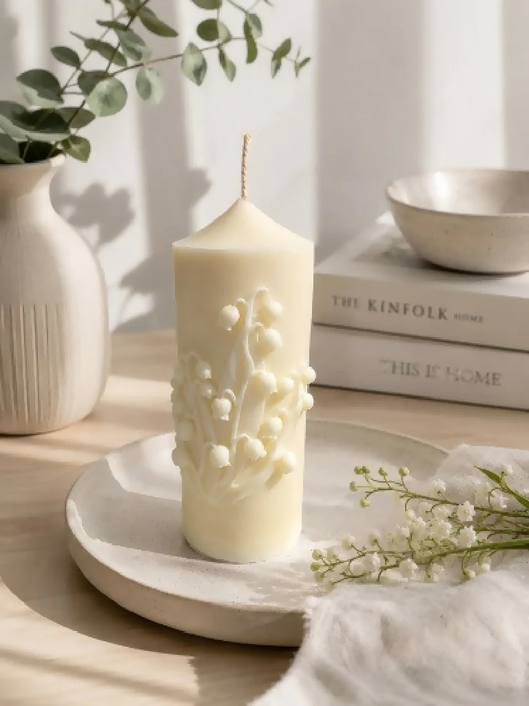 Lily Of The Valley Scented Sculptured Candle - Image 3