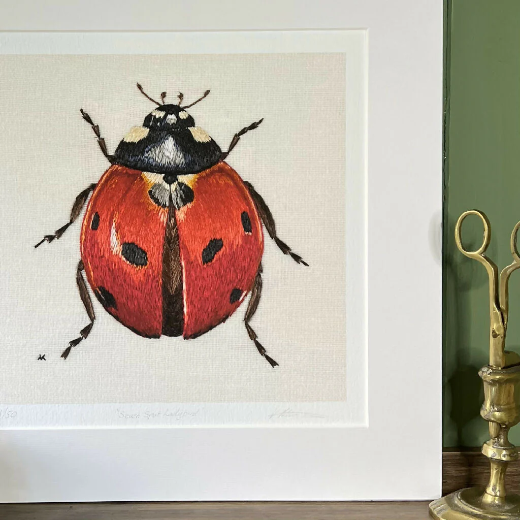 Limited Edition Fine Art Print ‘Seven Spot Ladybird’ Embroidery - Image 2