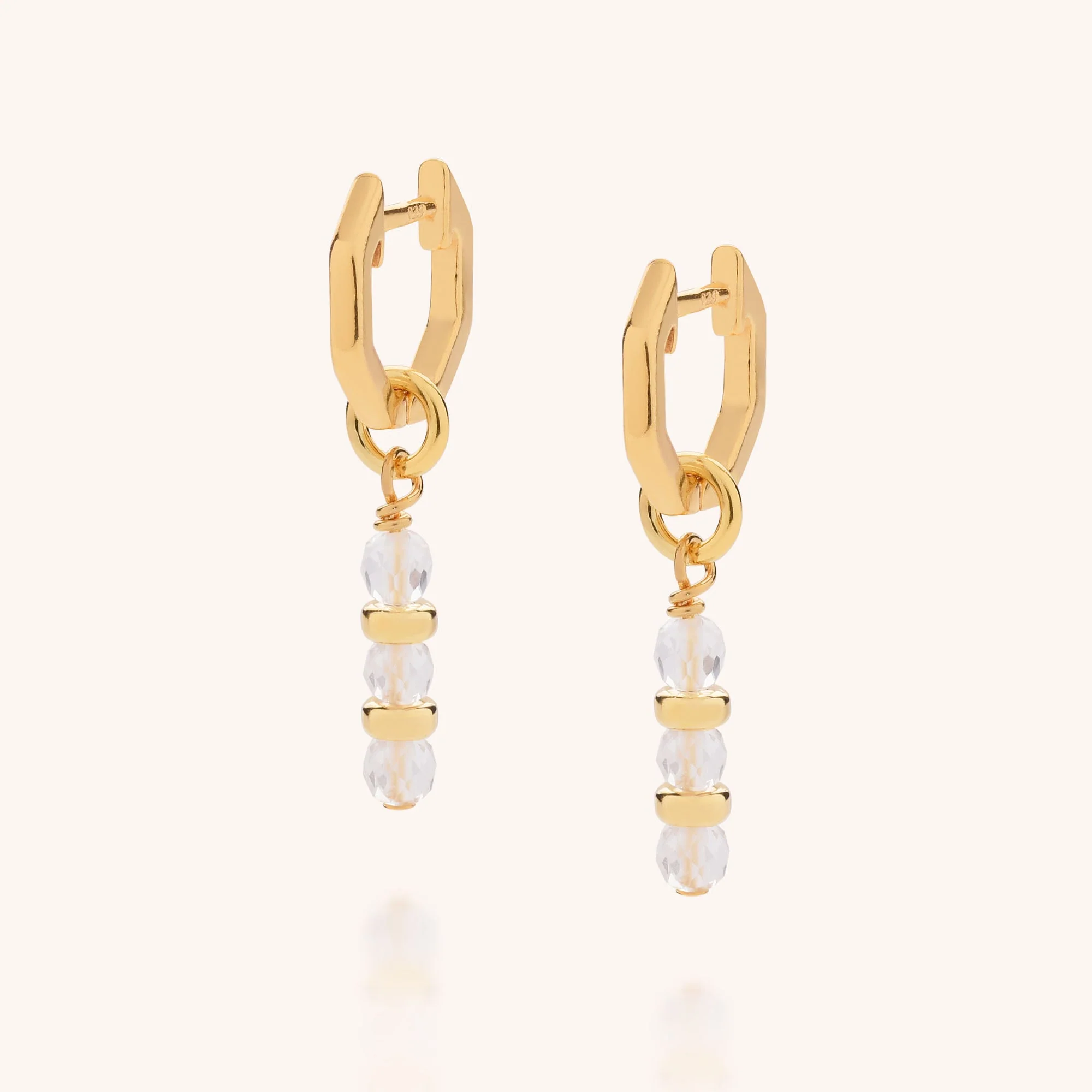 Linear Huggie Birthstone Earrings - (April) - Image 2