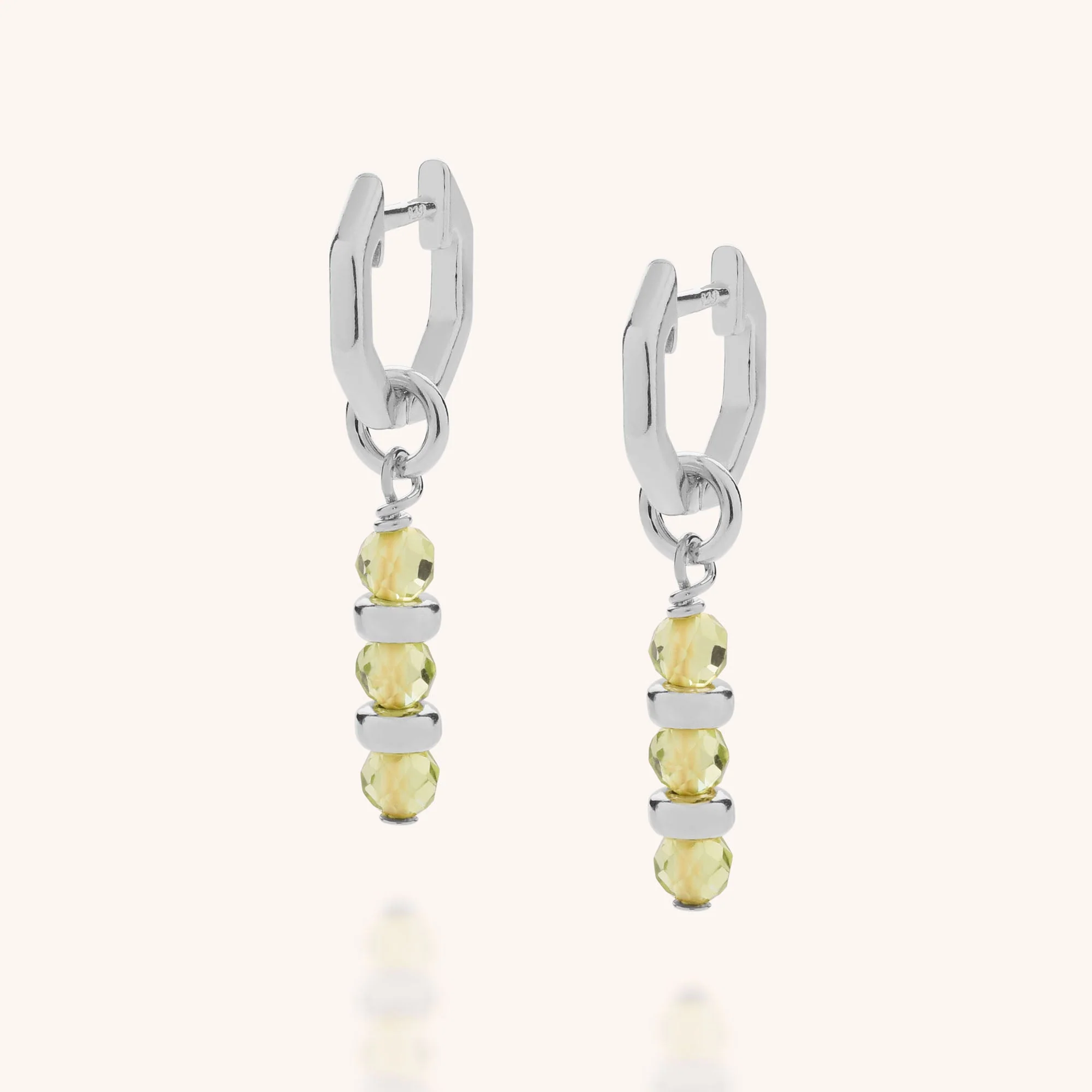 Linear Huggie Birthstone Earrings - (August)