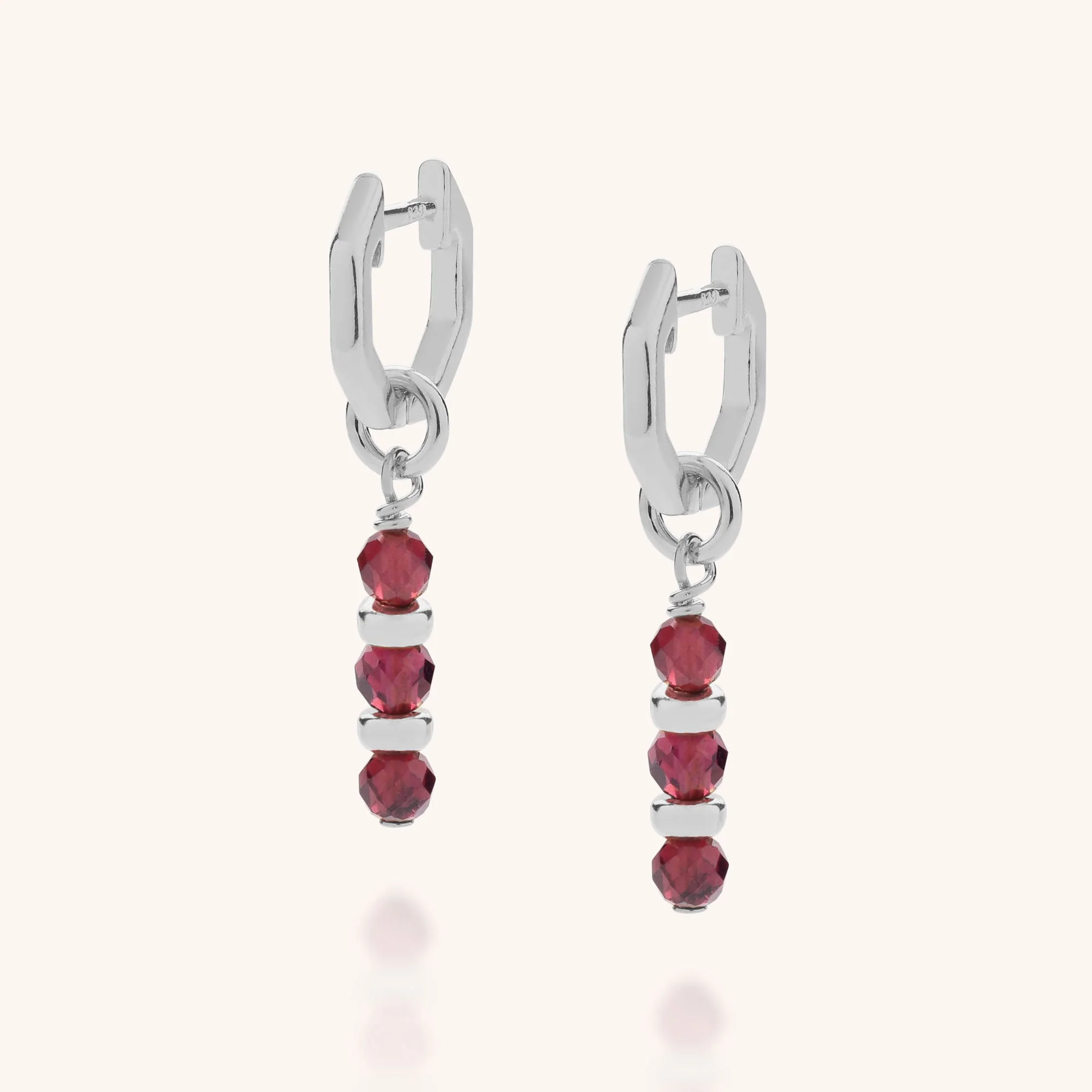 Linear Huggie Birthstone Earrings - (January) - Image 2